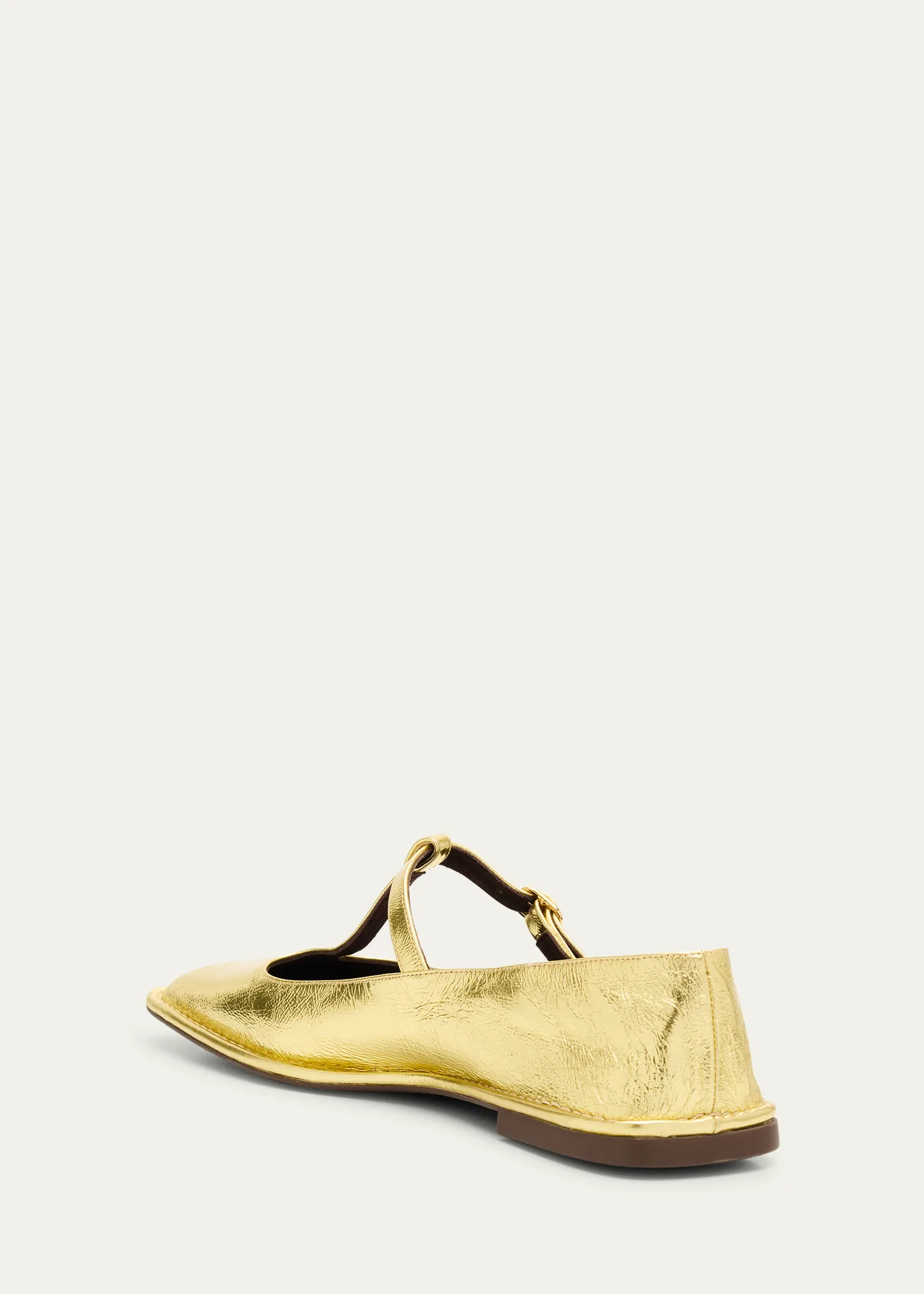 Metallic T-Strap Ballerina Flats