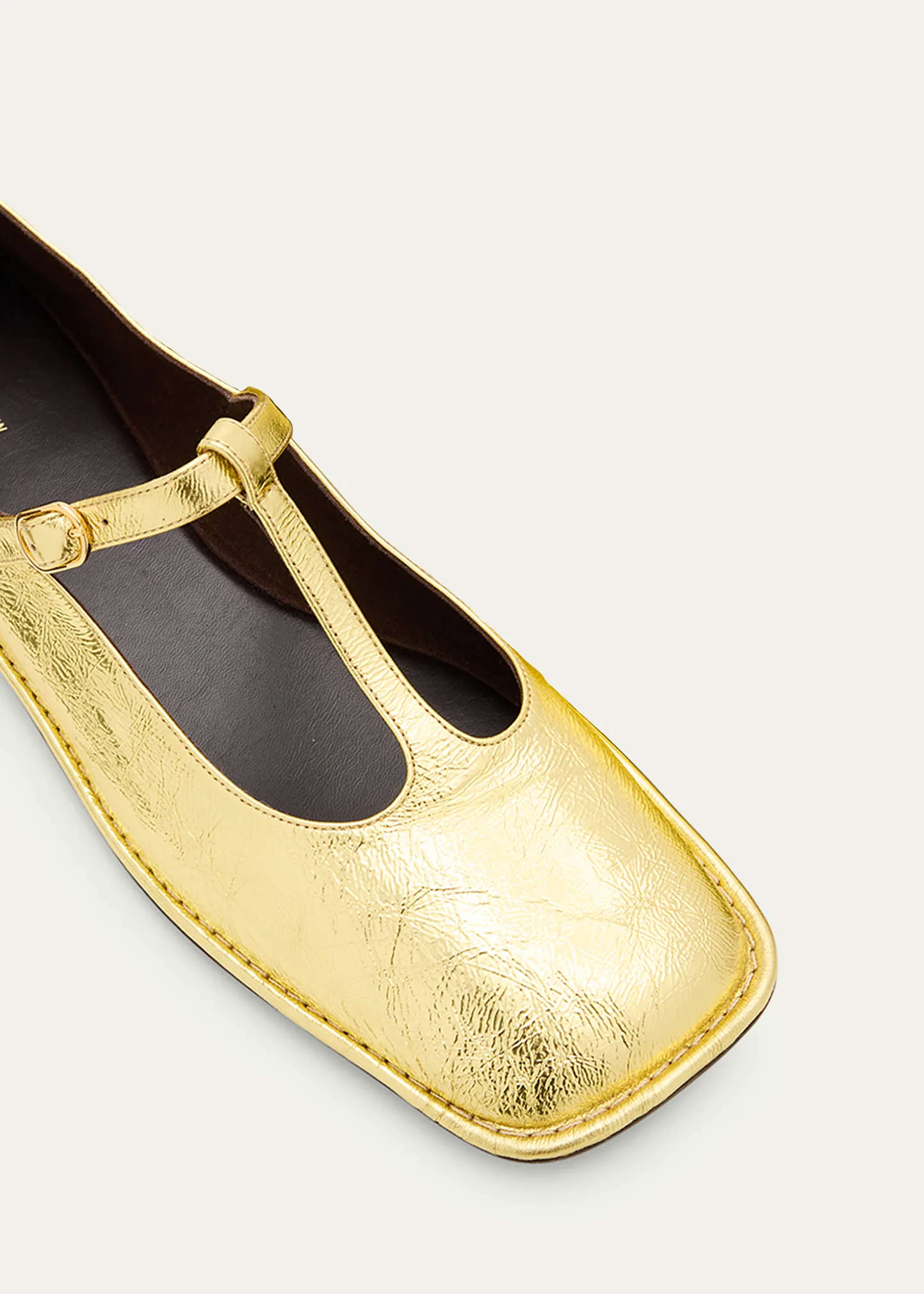 Metallic T-Strap Ballerina Flats