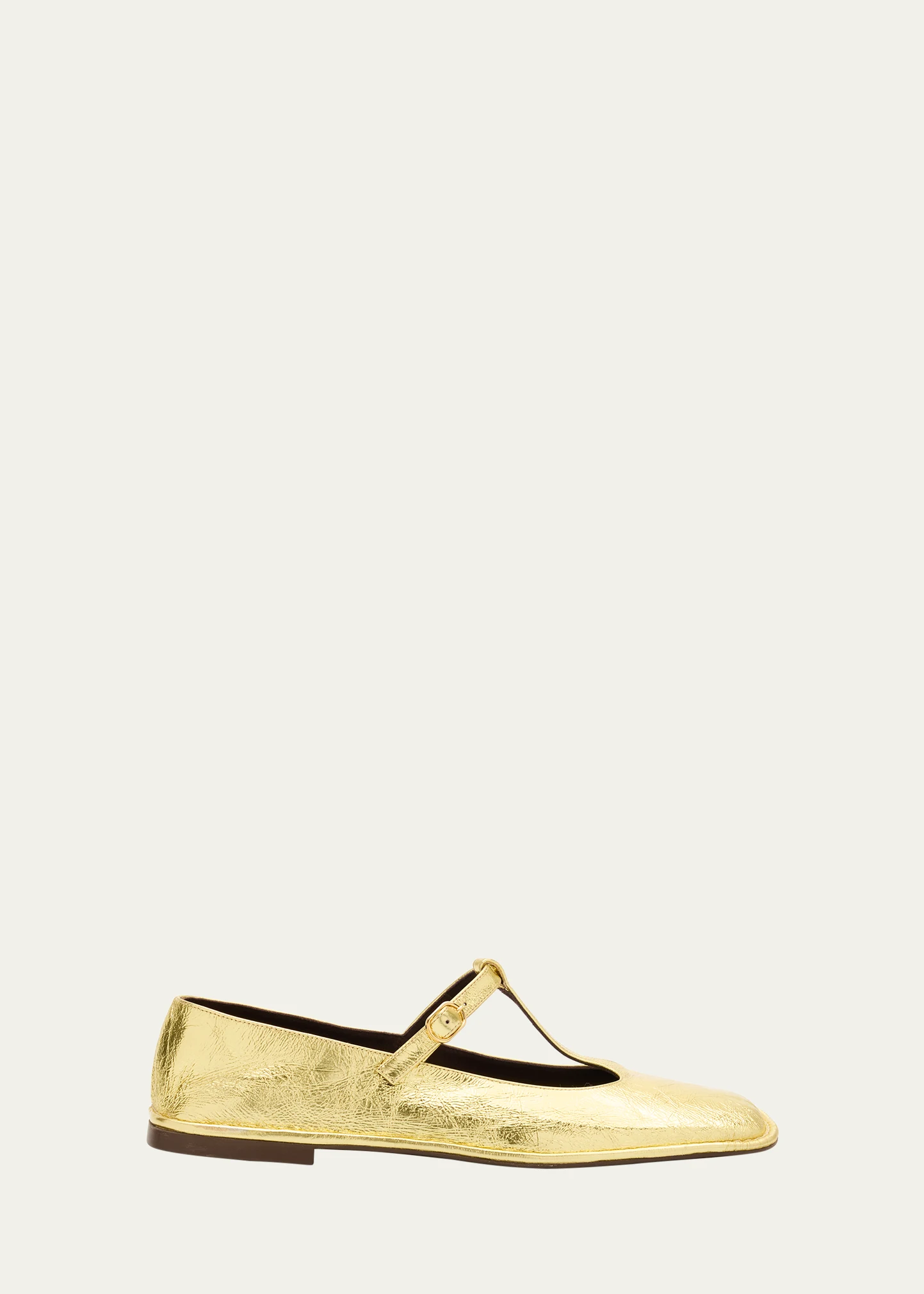 Metallic T-Strap Ballerina Flats