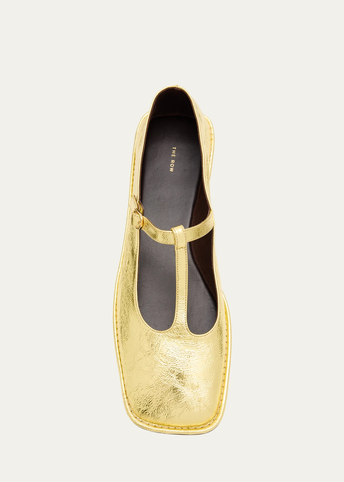 Metallic T-Strap Ballerina Flats