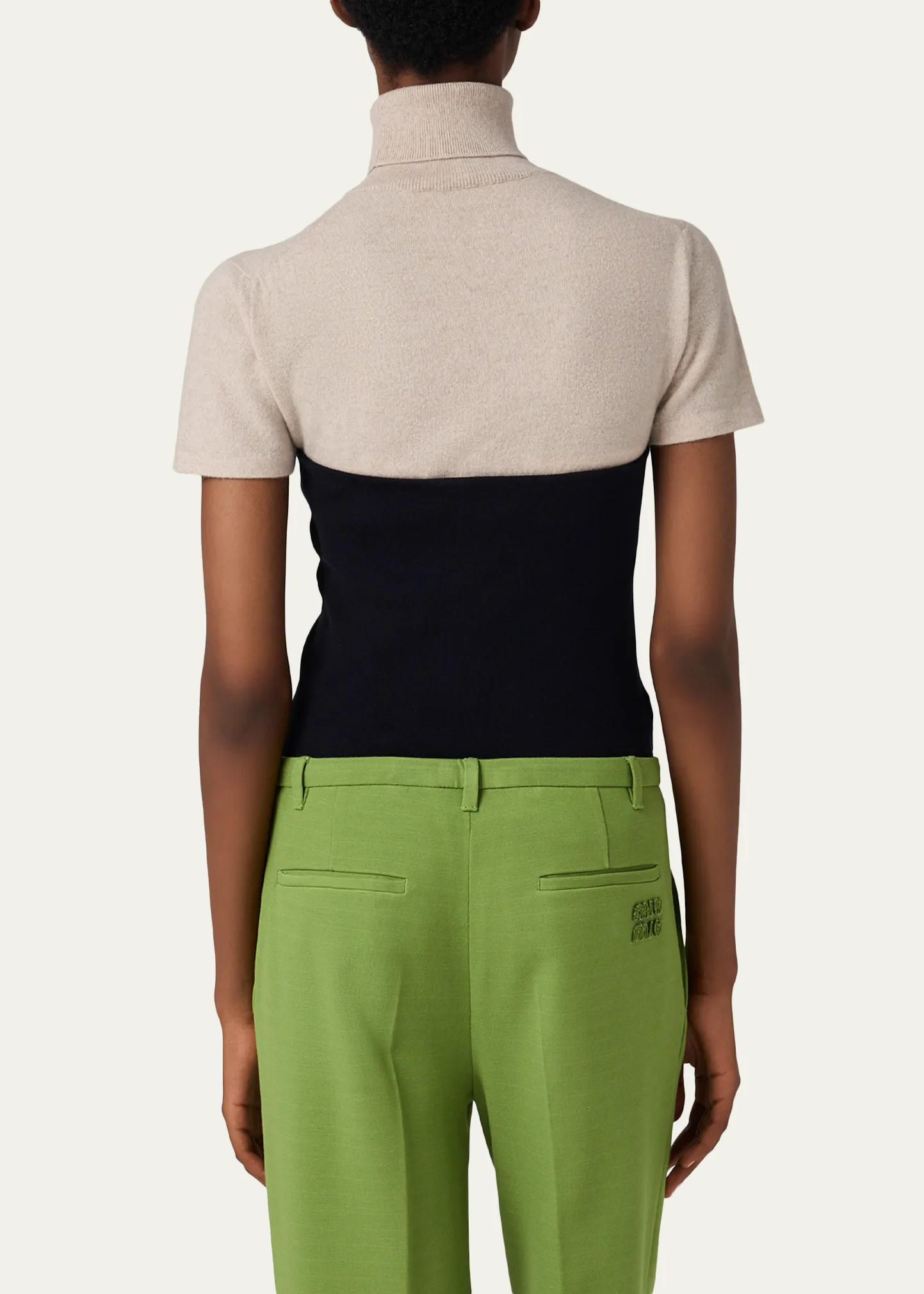 Short-Sleeve Cashmere Turtleneck Sweater