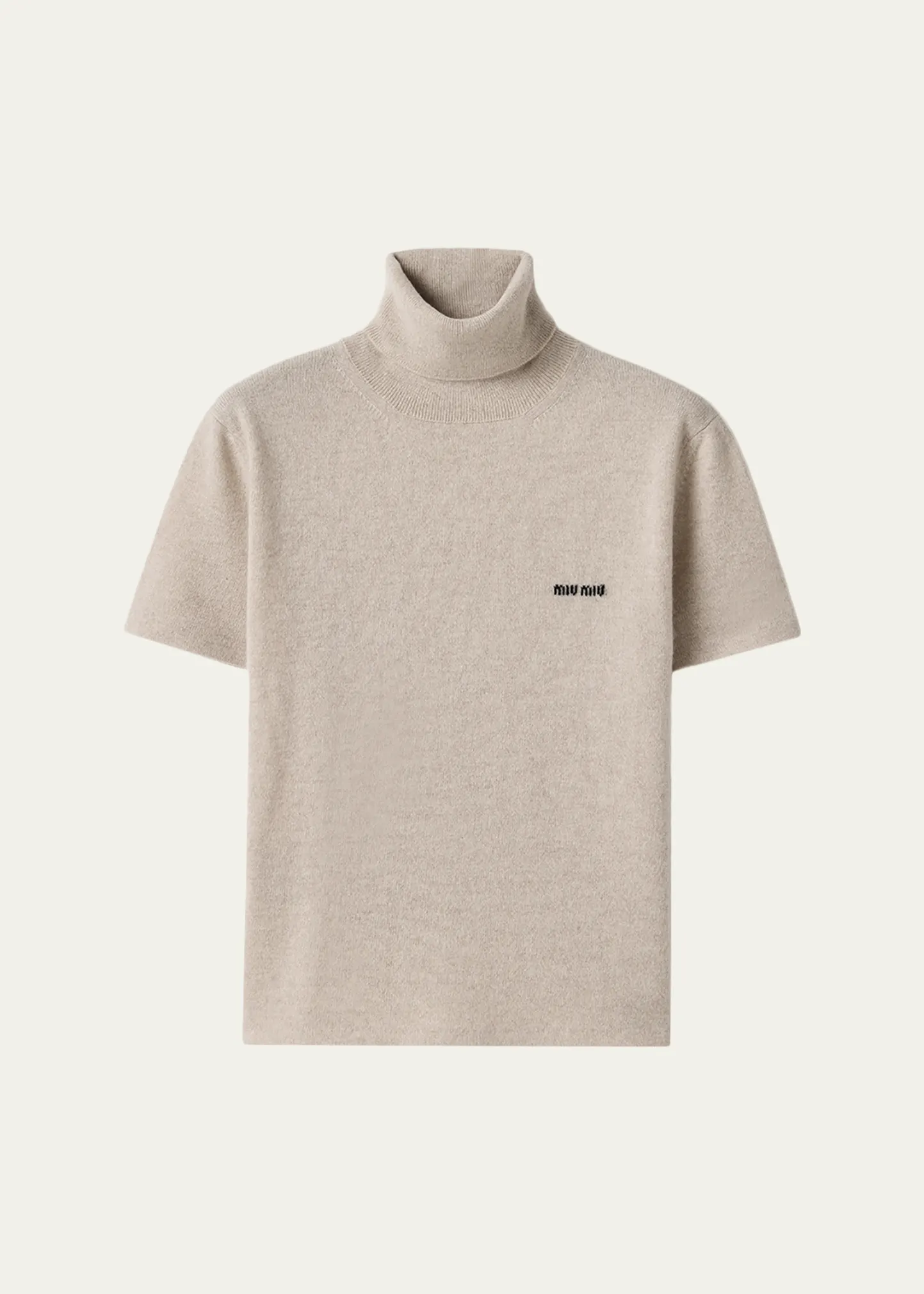 Short-Sleeve Cashmere Turtleneck Sweater