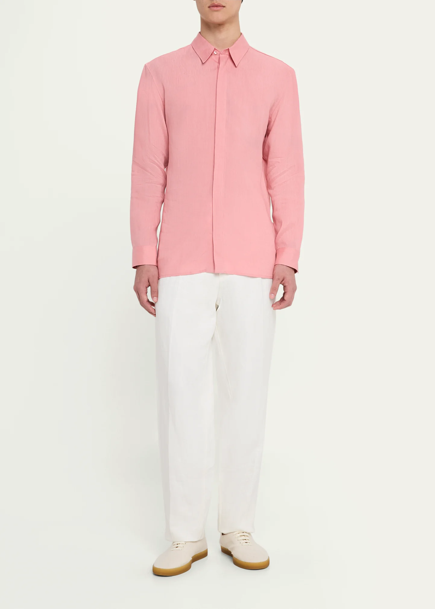 Men's Nicolas Linen Concealed-Placket Sport Shirt