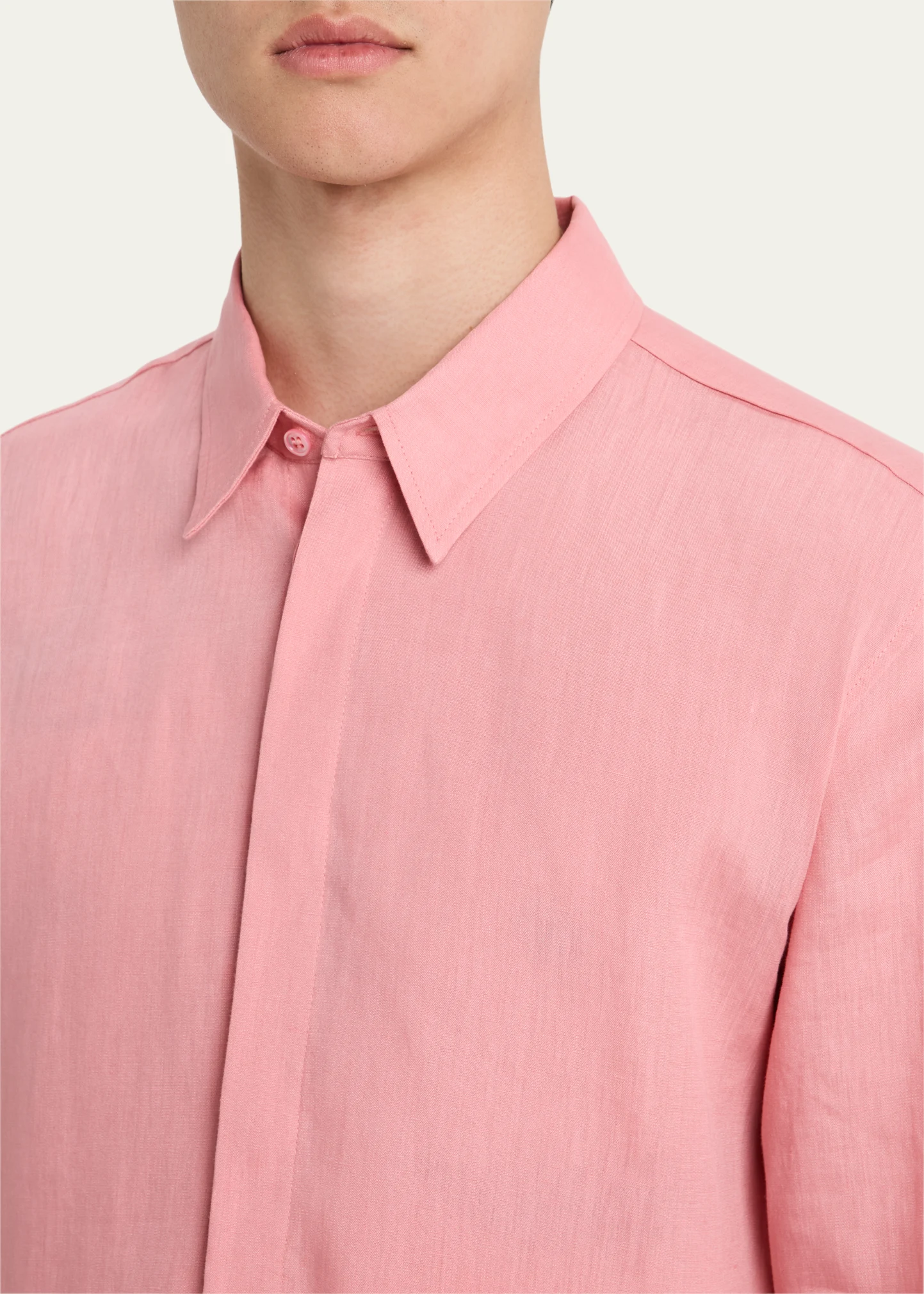 Men's Nicolas Linen Concealed-Placket Sport Shirt