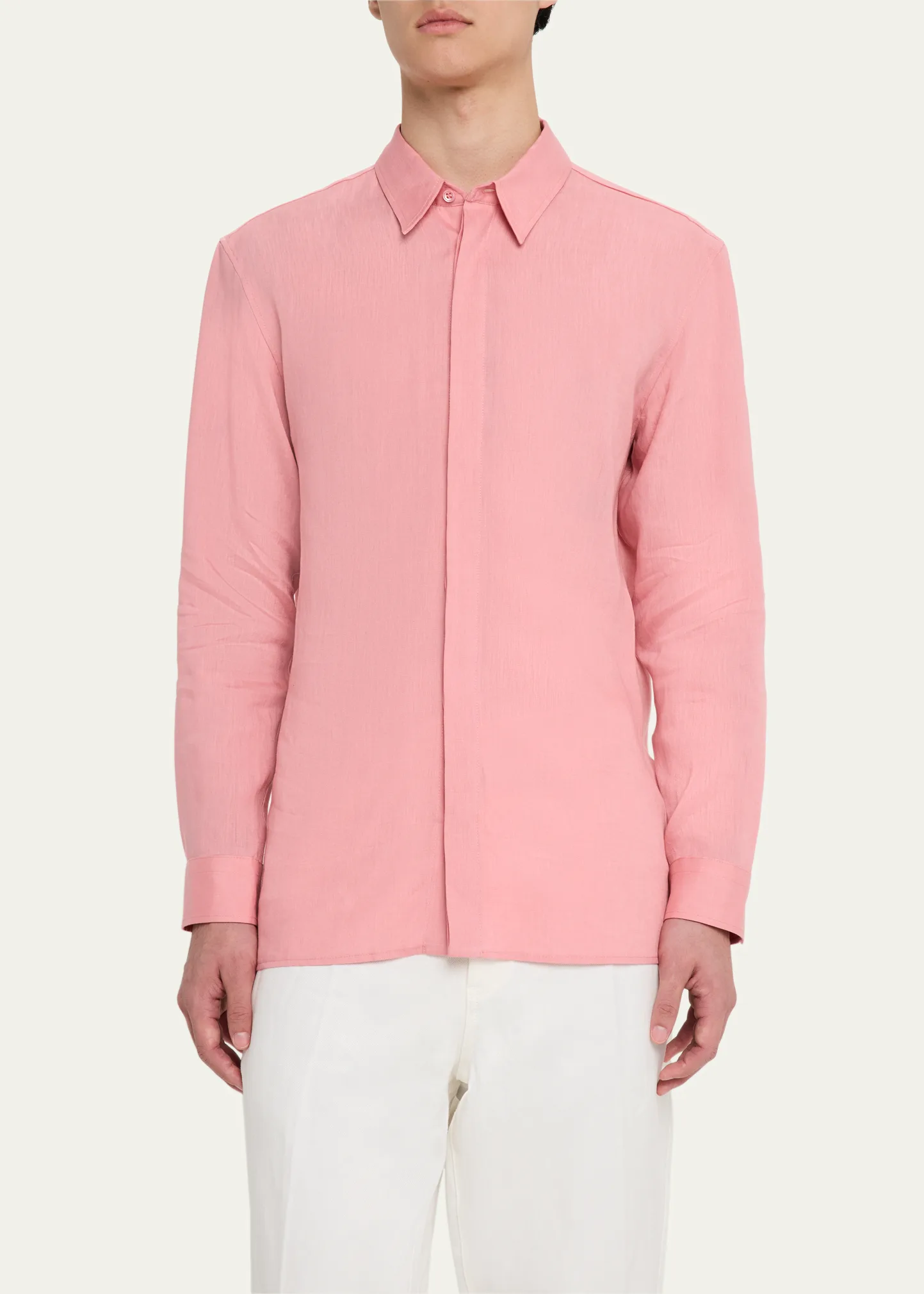 Men's Nicolas Linen Concealed-Placket Sport Shirt
