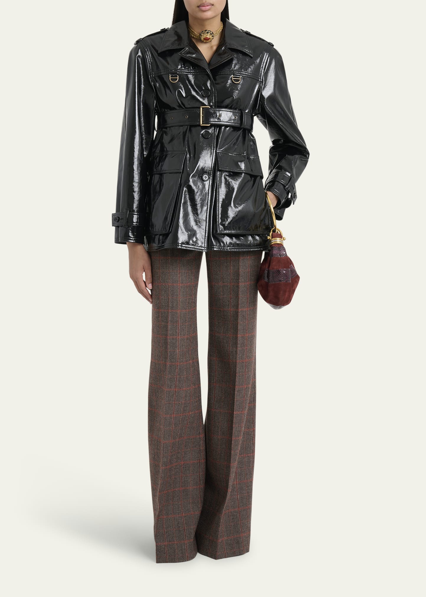 Plaid Wide-Leg Pants