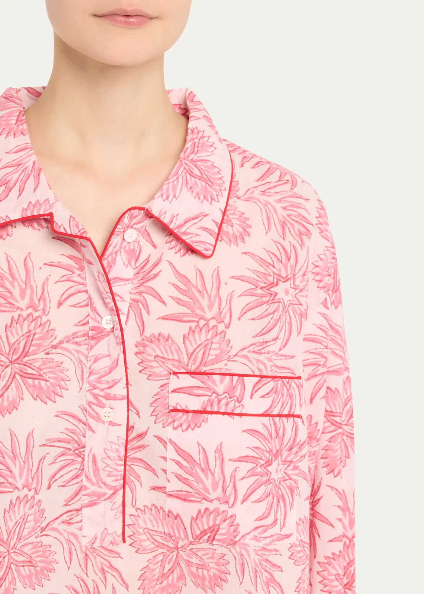 Botanical-Print Cotton Short Pajama Set
