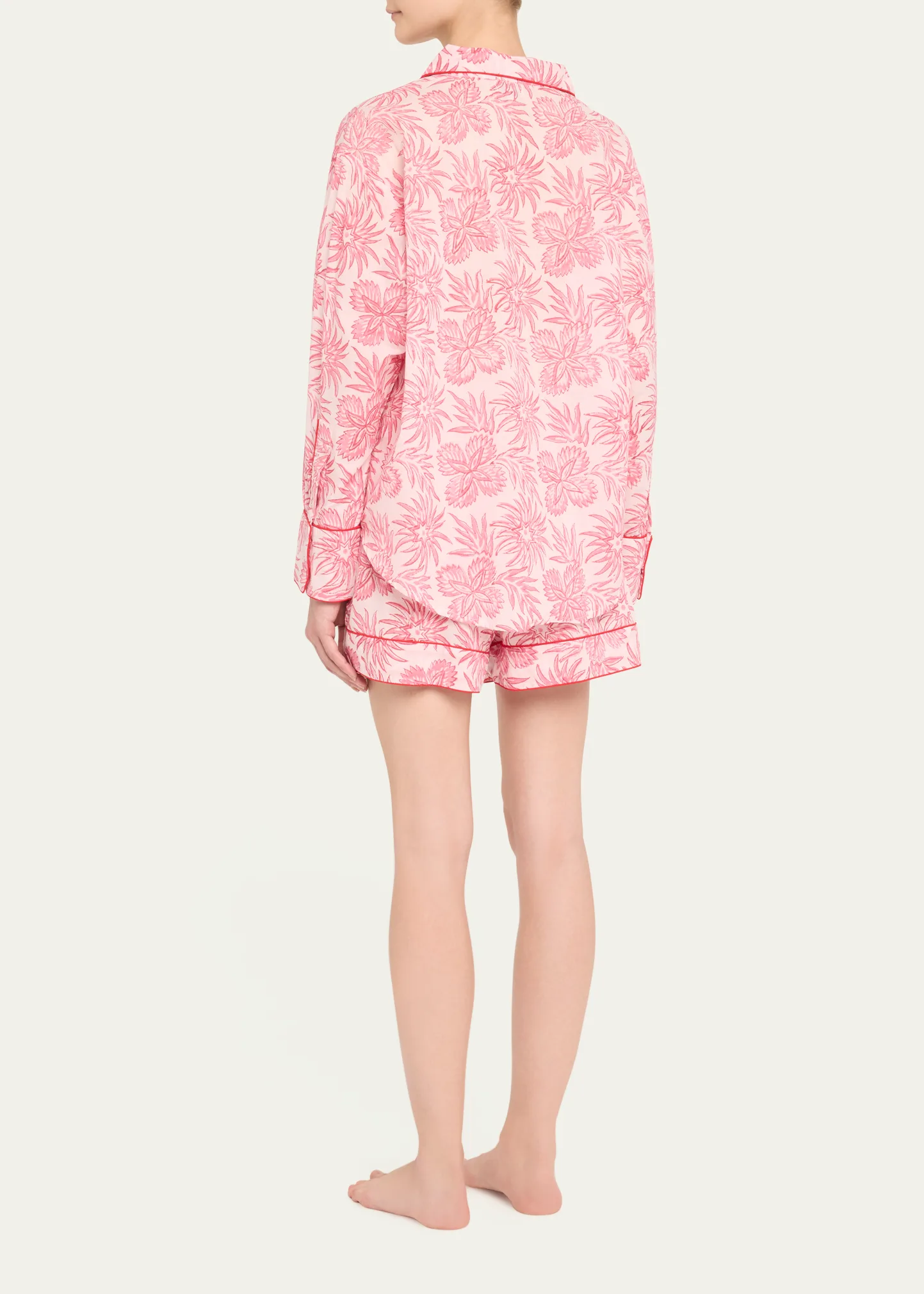 Botanical-Print Cotton Short Pajama Set