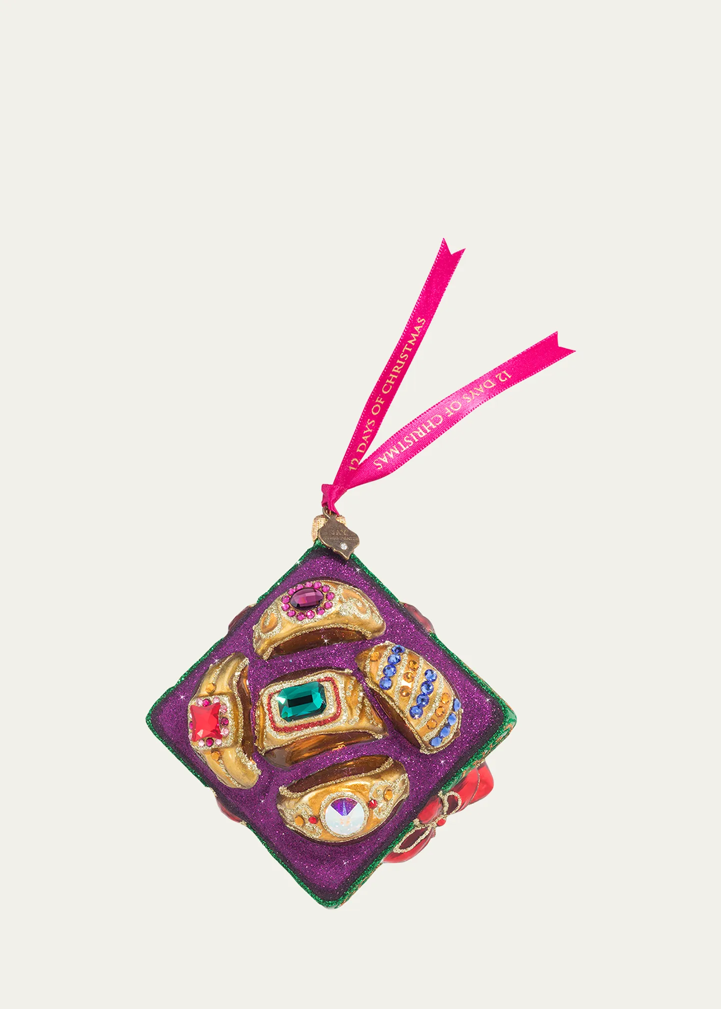 Five Golden Rings Glass Ornament