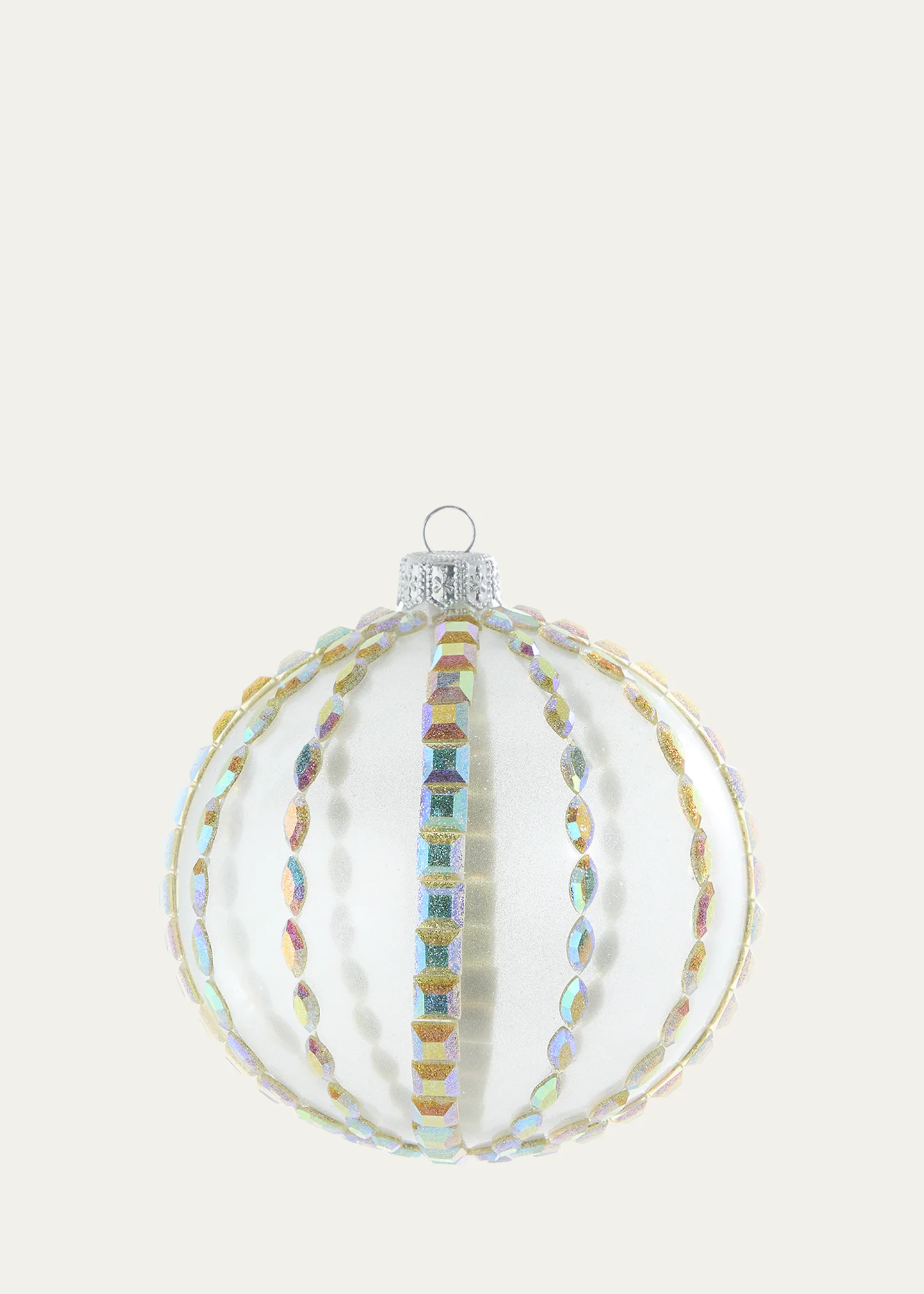 Rhinestoned Clear Metallic Ball Ornament