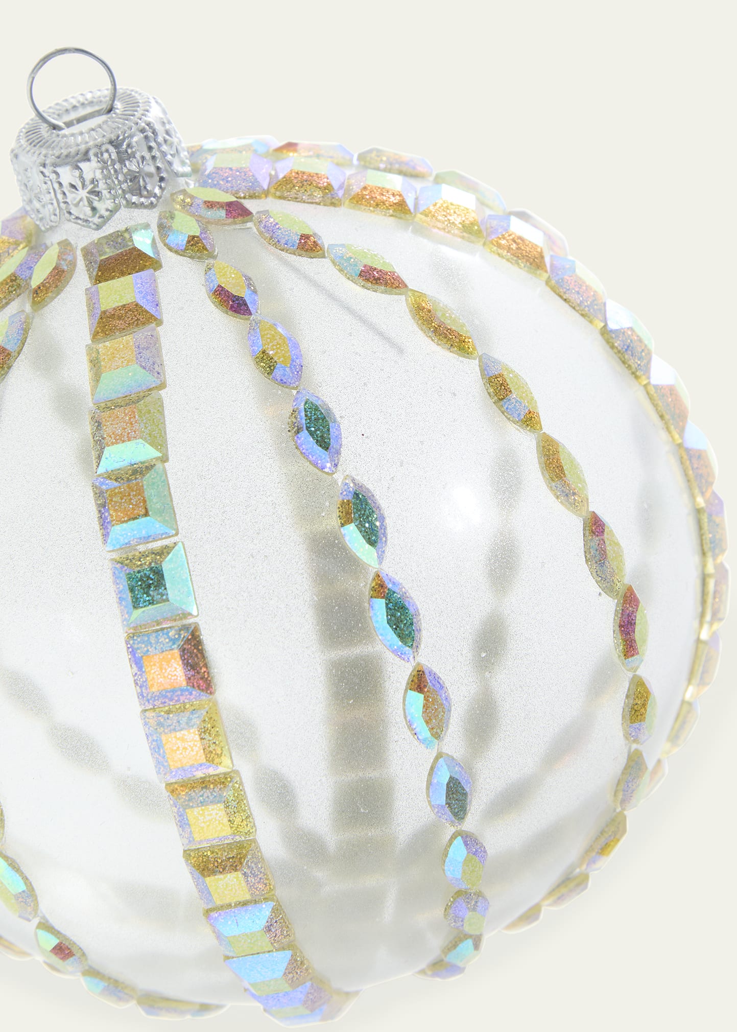Rhinestoned Clear Metallic Ball Ornament