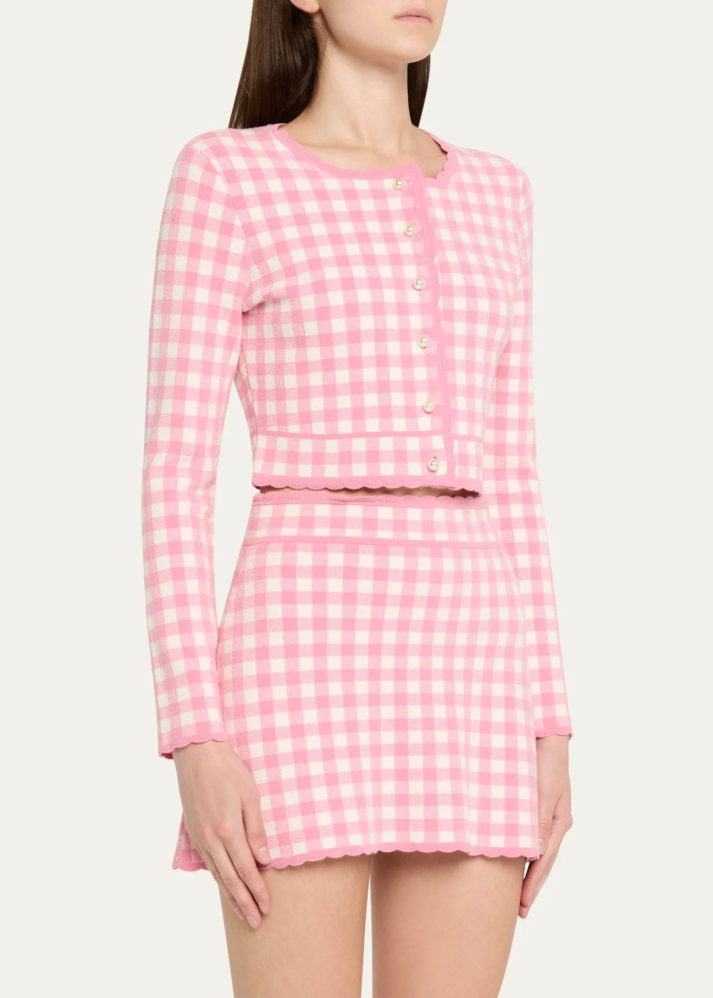 Bridgette Gingham Cropped Cardigan