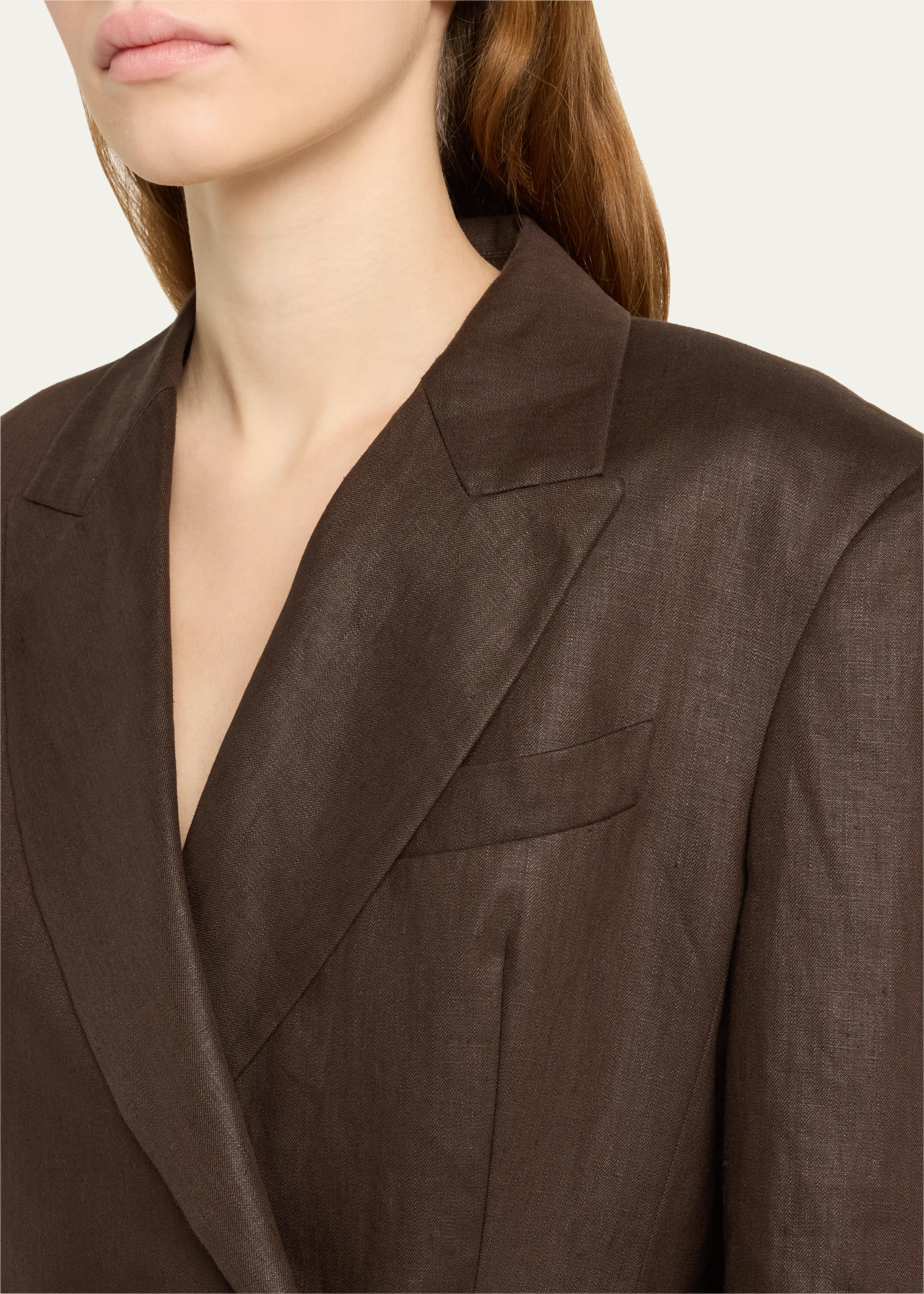 Glossy Linen Diagonal Button Front Blazer