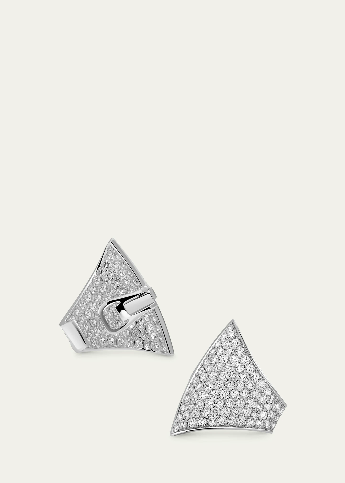Maxi Ergo 18K White Gold Diamond Pave Ear Cuff, Single