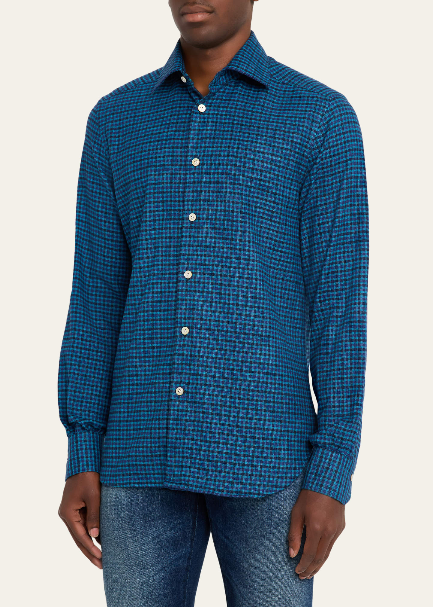 Men's Cotton Tattersall Check Modern-Fit Sport Shirt