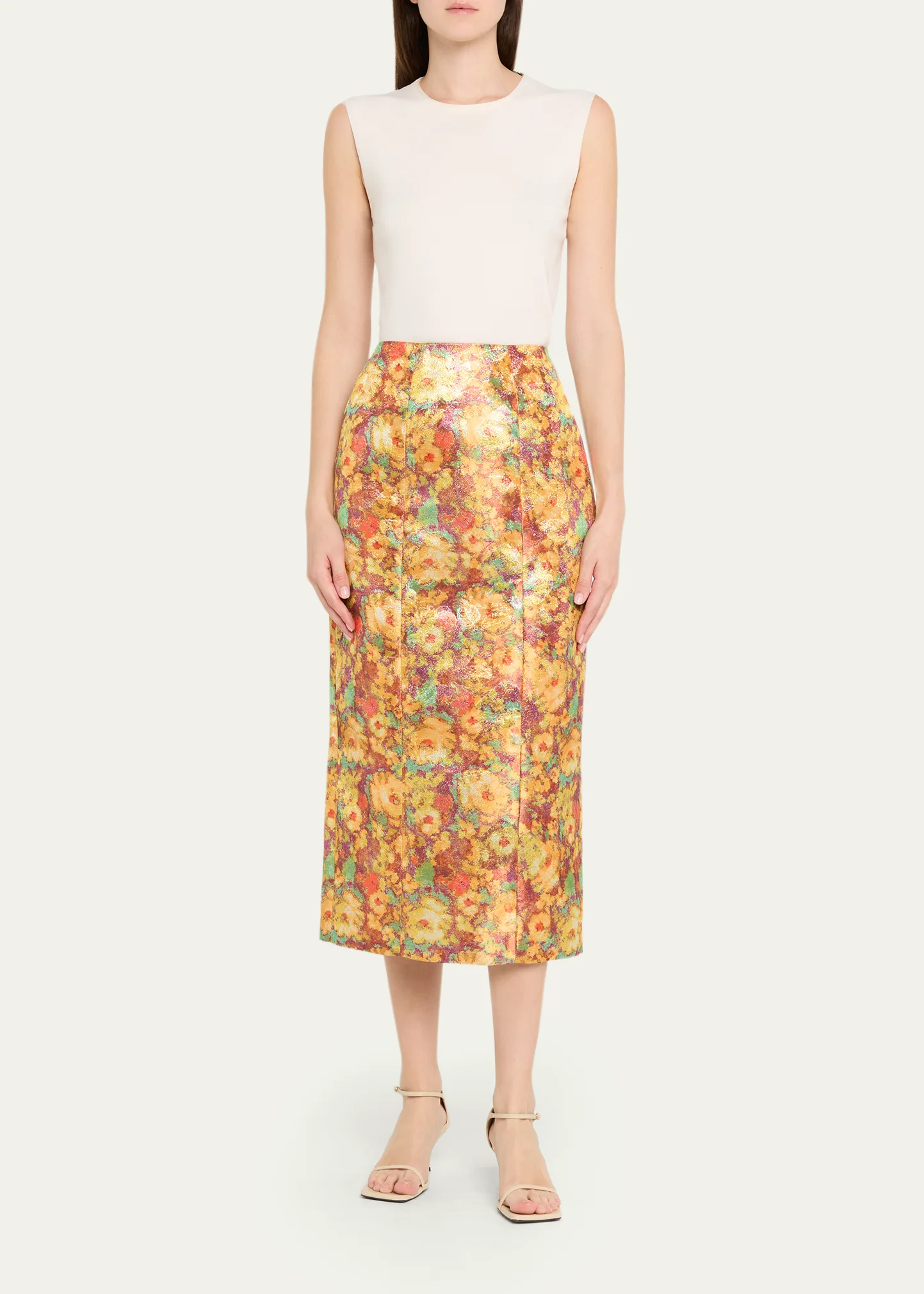 Tammy Metallic Floral Jacquard Midi Skirt 12 Tammy Metallic Floral Jacquard Midi Skirt