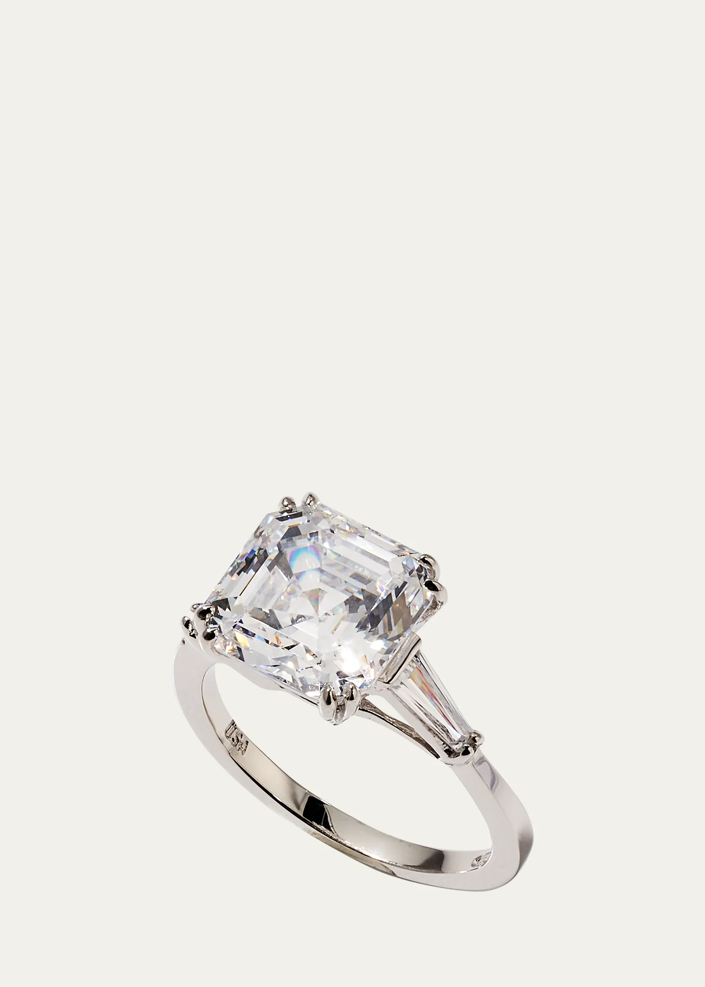 4.5 TCW 14k White Gold Asscher Cubic Zirconia Ring