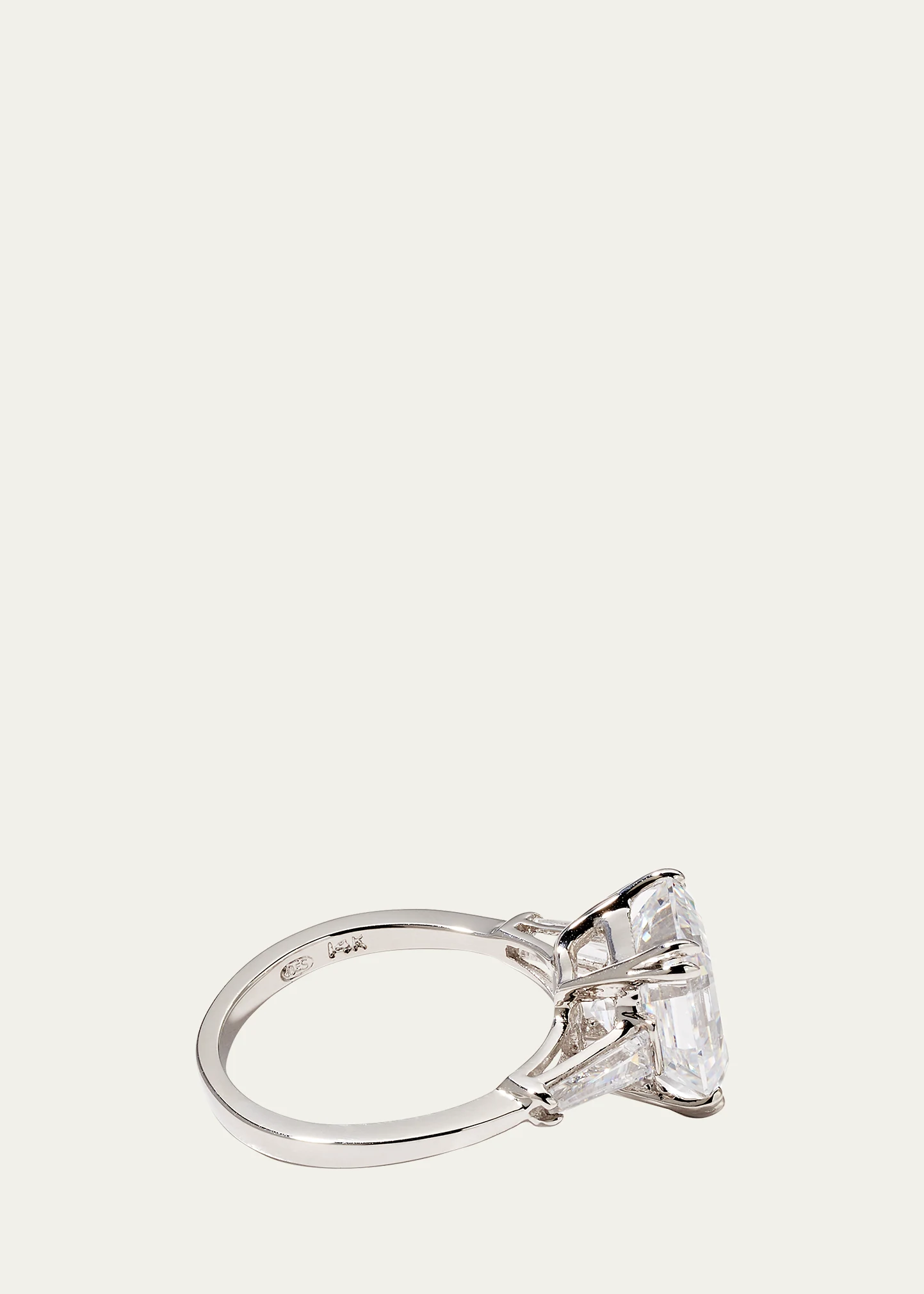 4.5 TCW 14k White Gold Asscher Cubic Zirconia Ring