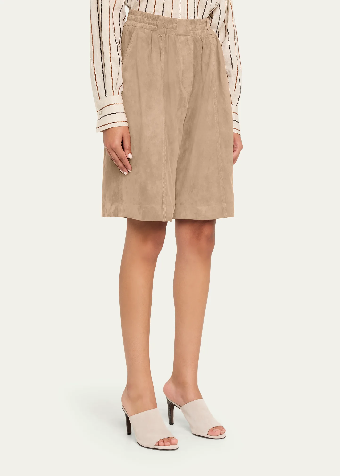 Couture Suede Pull-On Bermuda Shorts