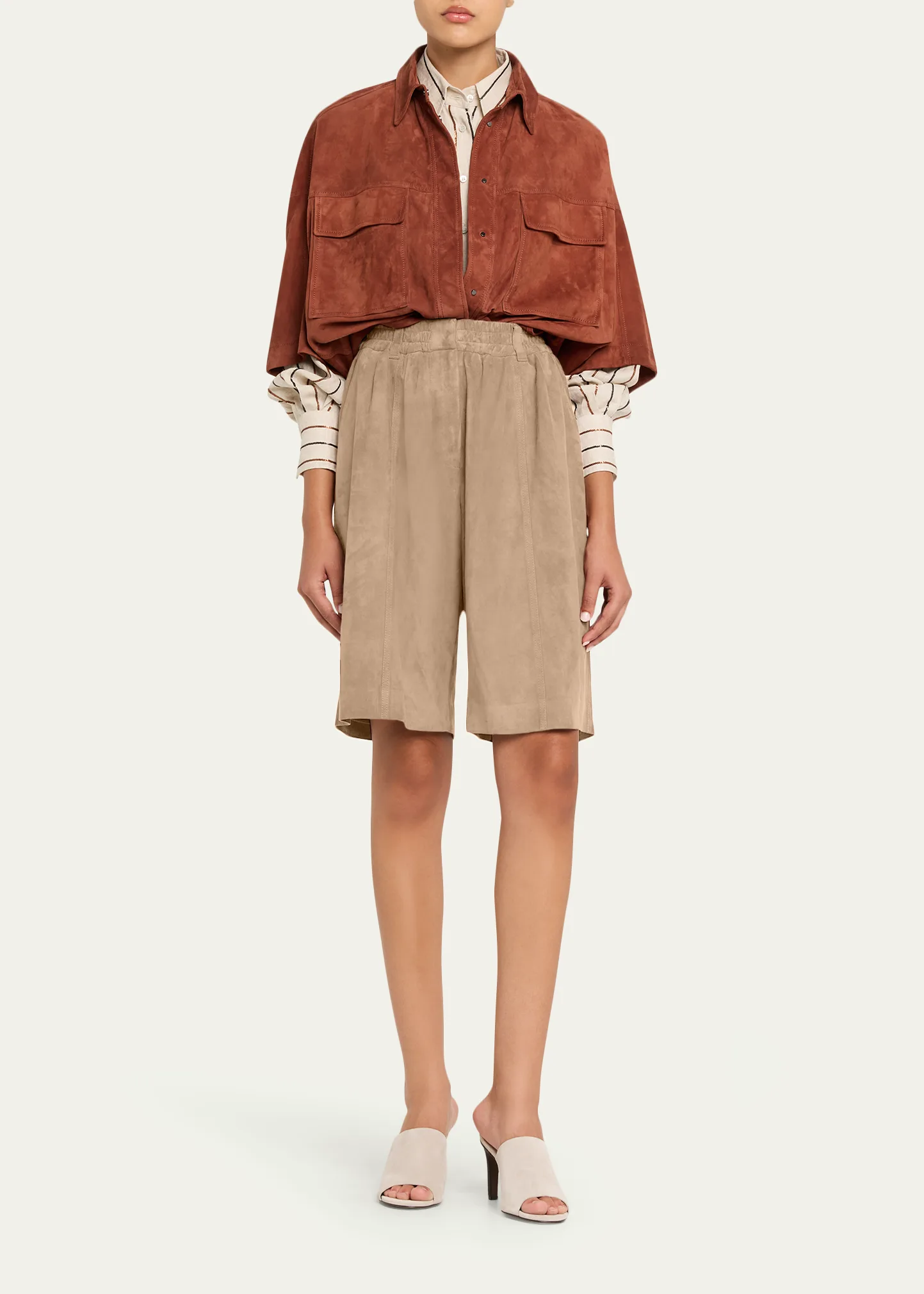 Couture Suede Pull-On Bermuda Shorts