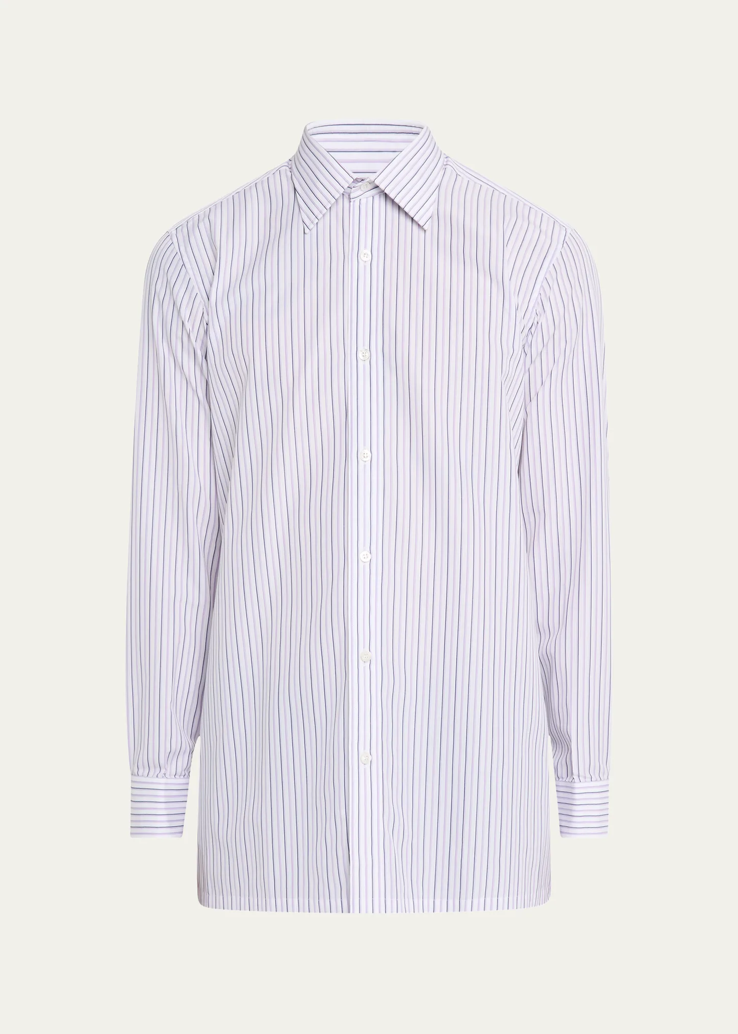 Men's Cotton Stripe Spread-Collar Dress Shirt