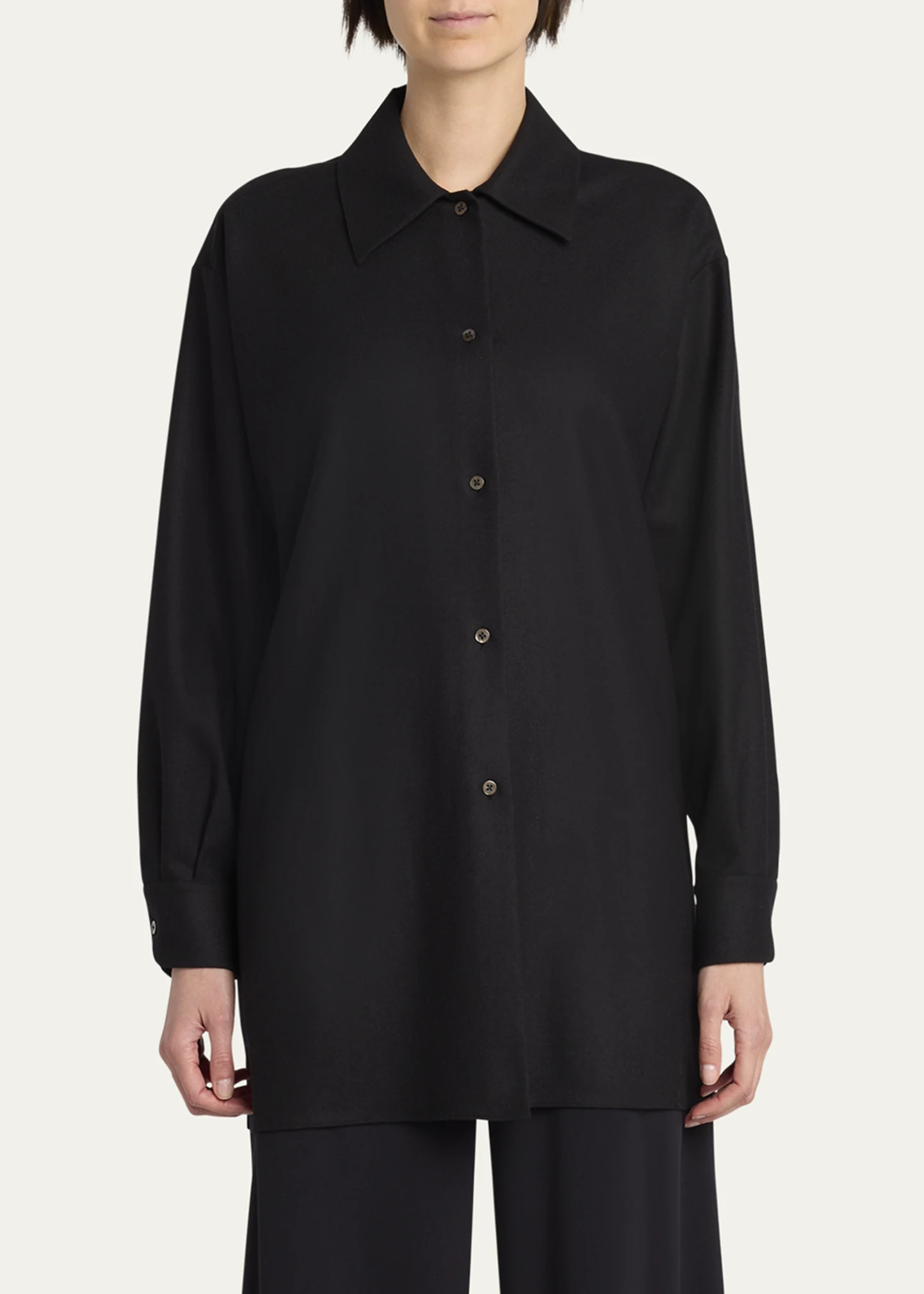 Komako Button Down Wool Cashmere Blouse