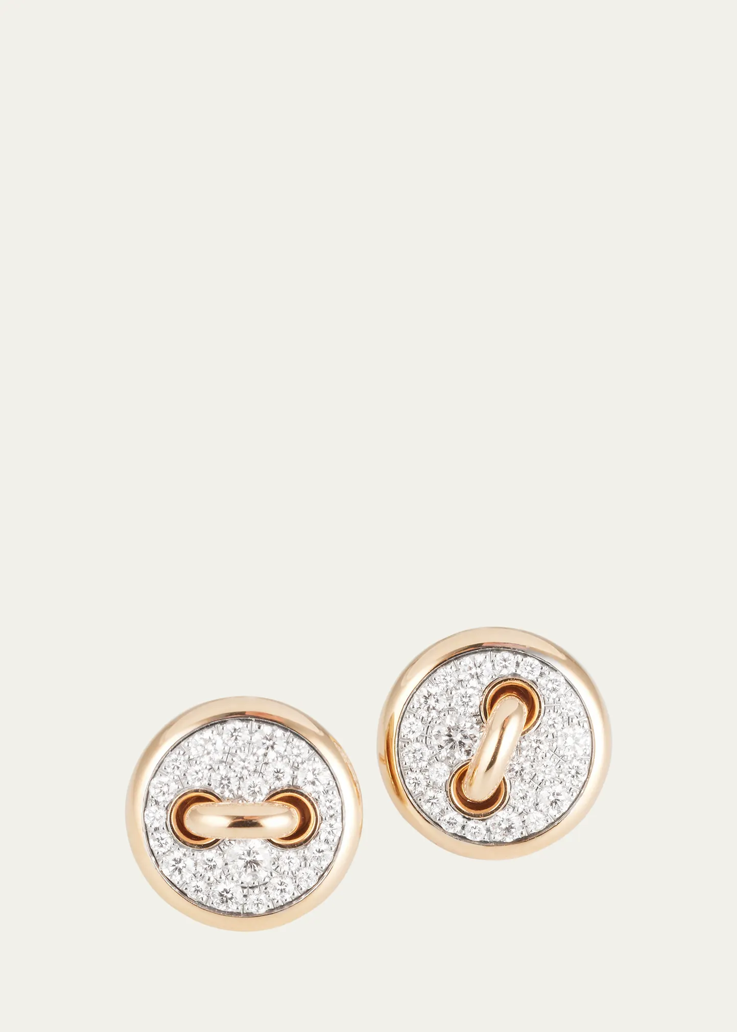 18K Rose Gold Pom Pom Dot Pave Diamond Stud Earrings