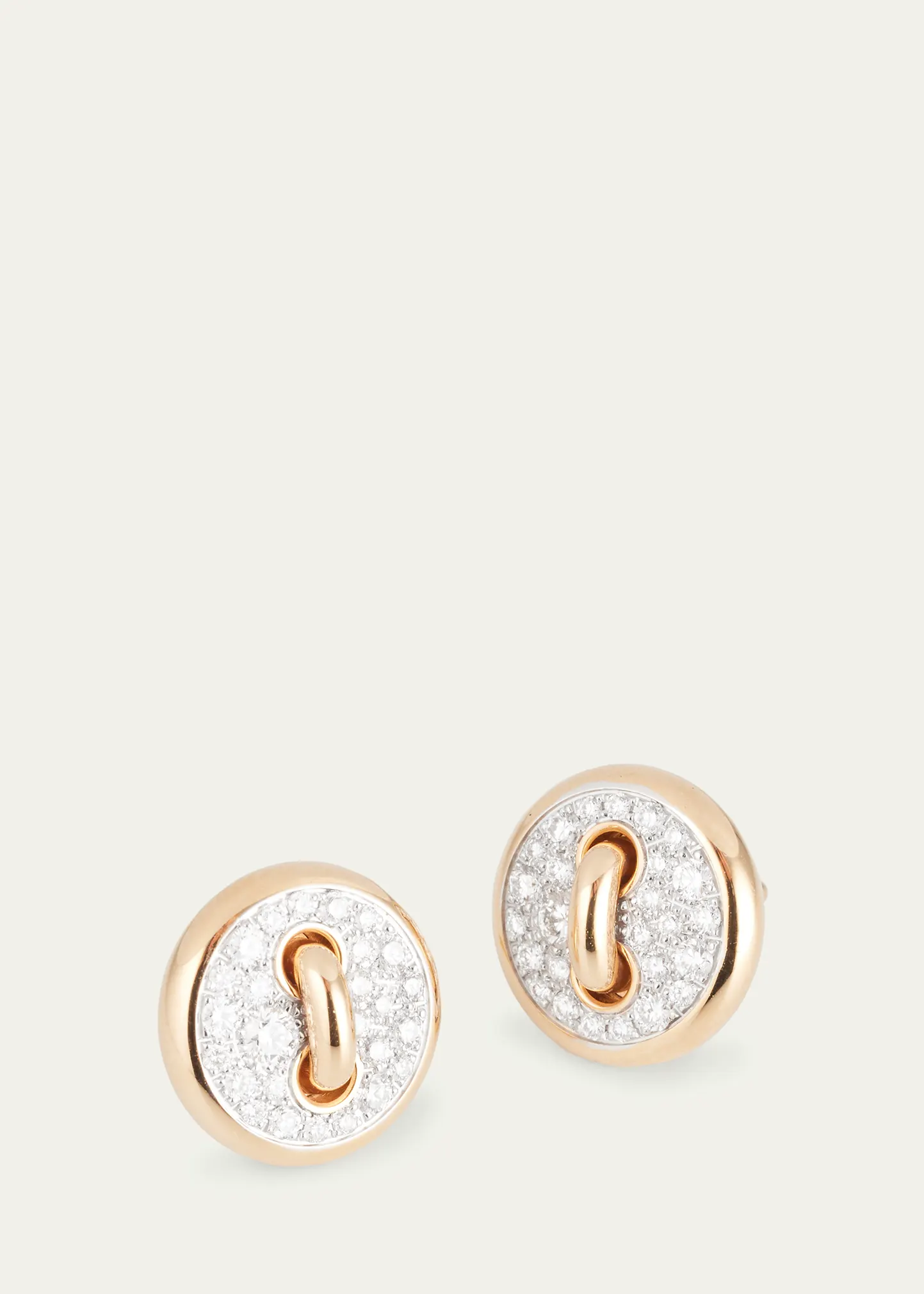 18K Rose Gold Pom Pom Dot Pave Diamond Stud Earrings