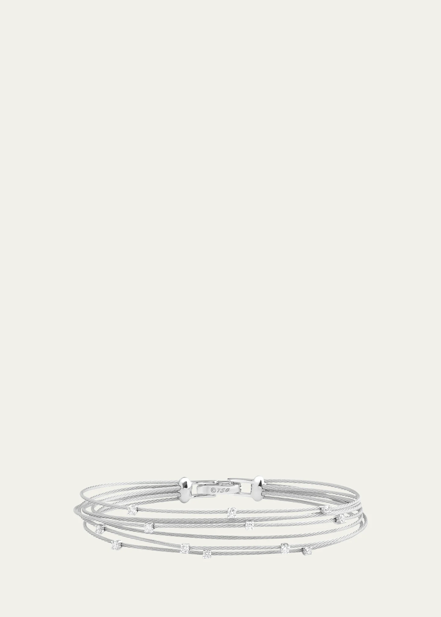 18K Yellow Gold 1mm Wire Bundle Bracelet with Diamonds