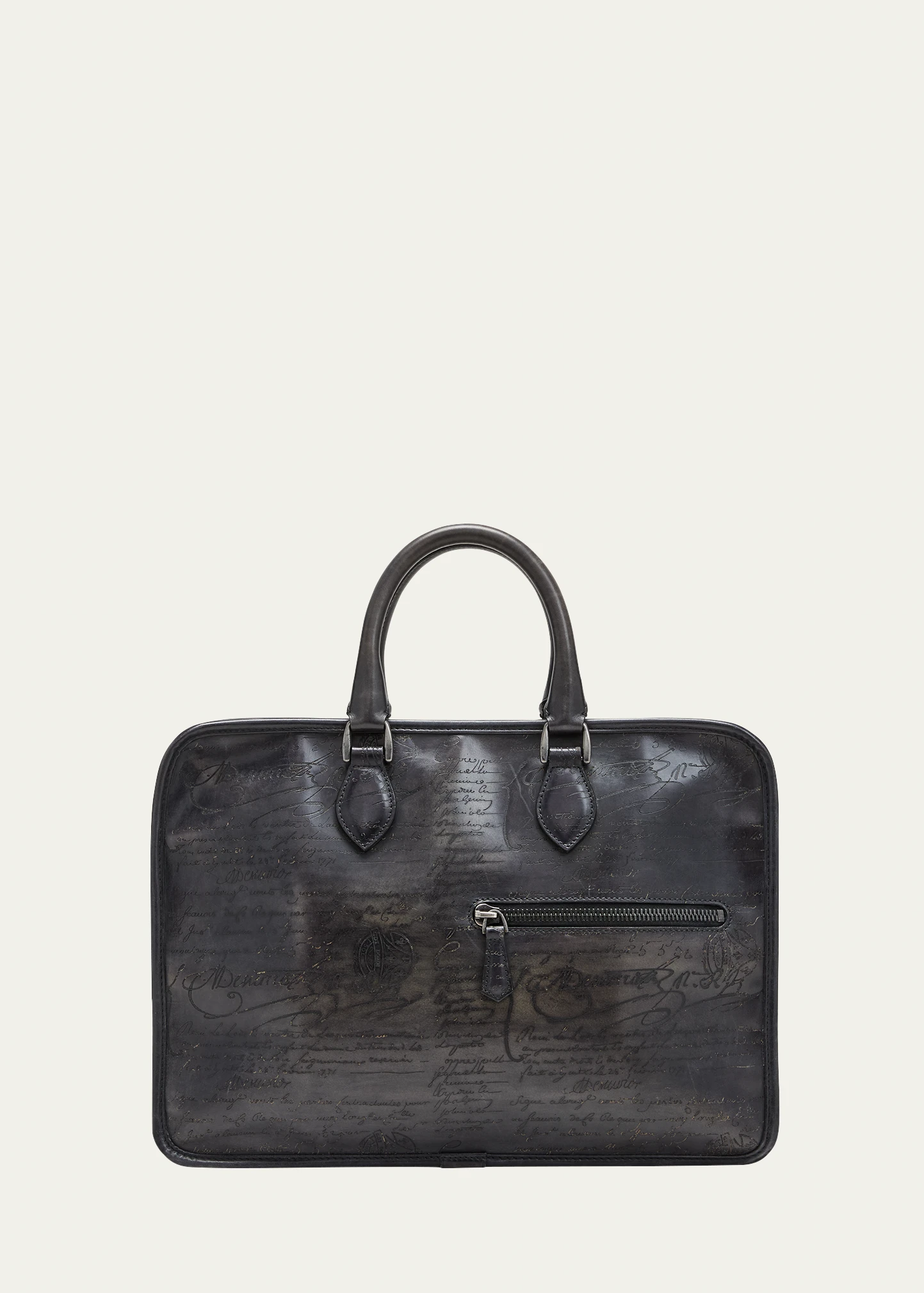 Men's Un Jour Venezia Scritto Leather Briefcase