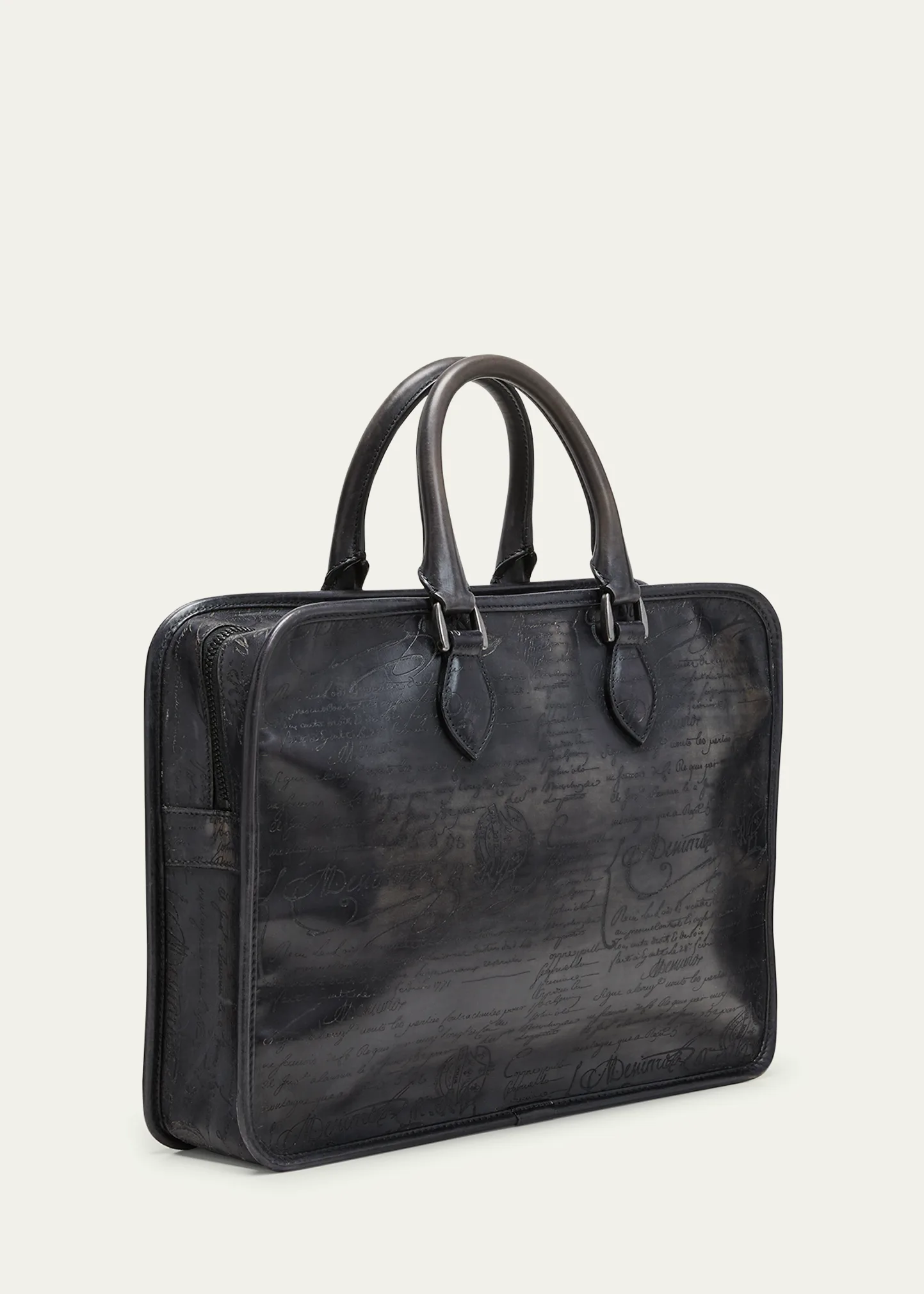 Men's Un Jour Venezia Scritto Leather Briefcase