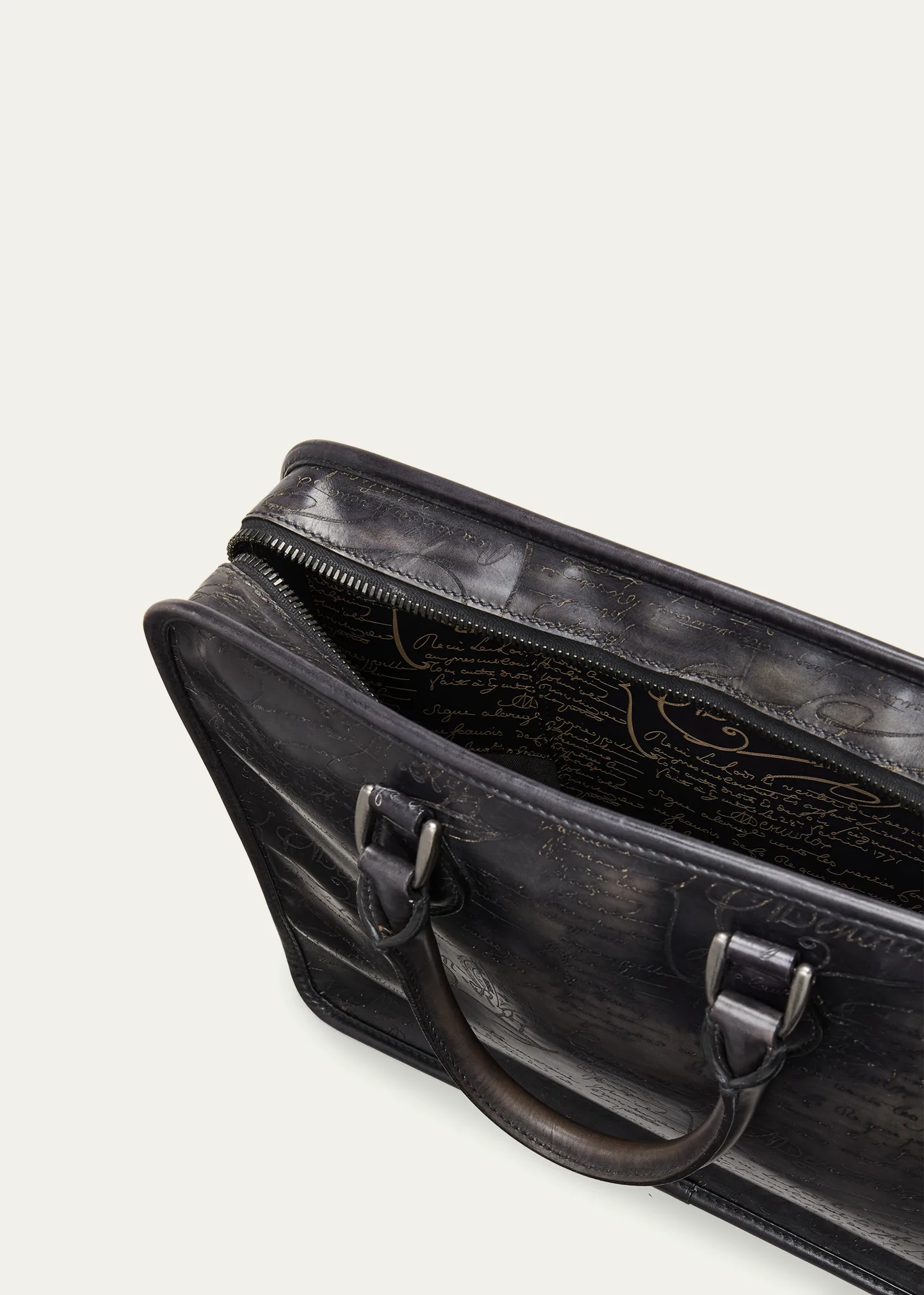 Men's Un Jour Venezia Scritto Leather Briefcase