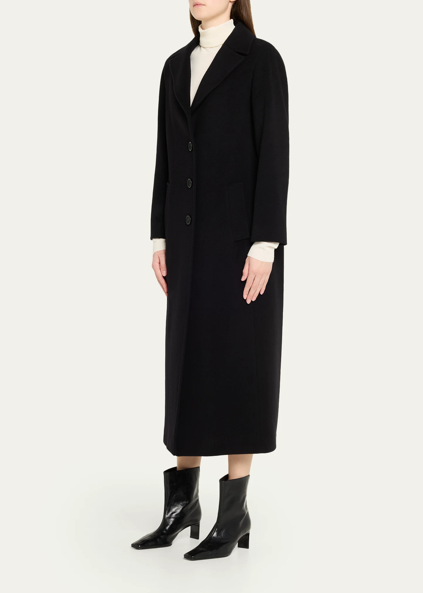 Long 3-Button Notch Collar Coat