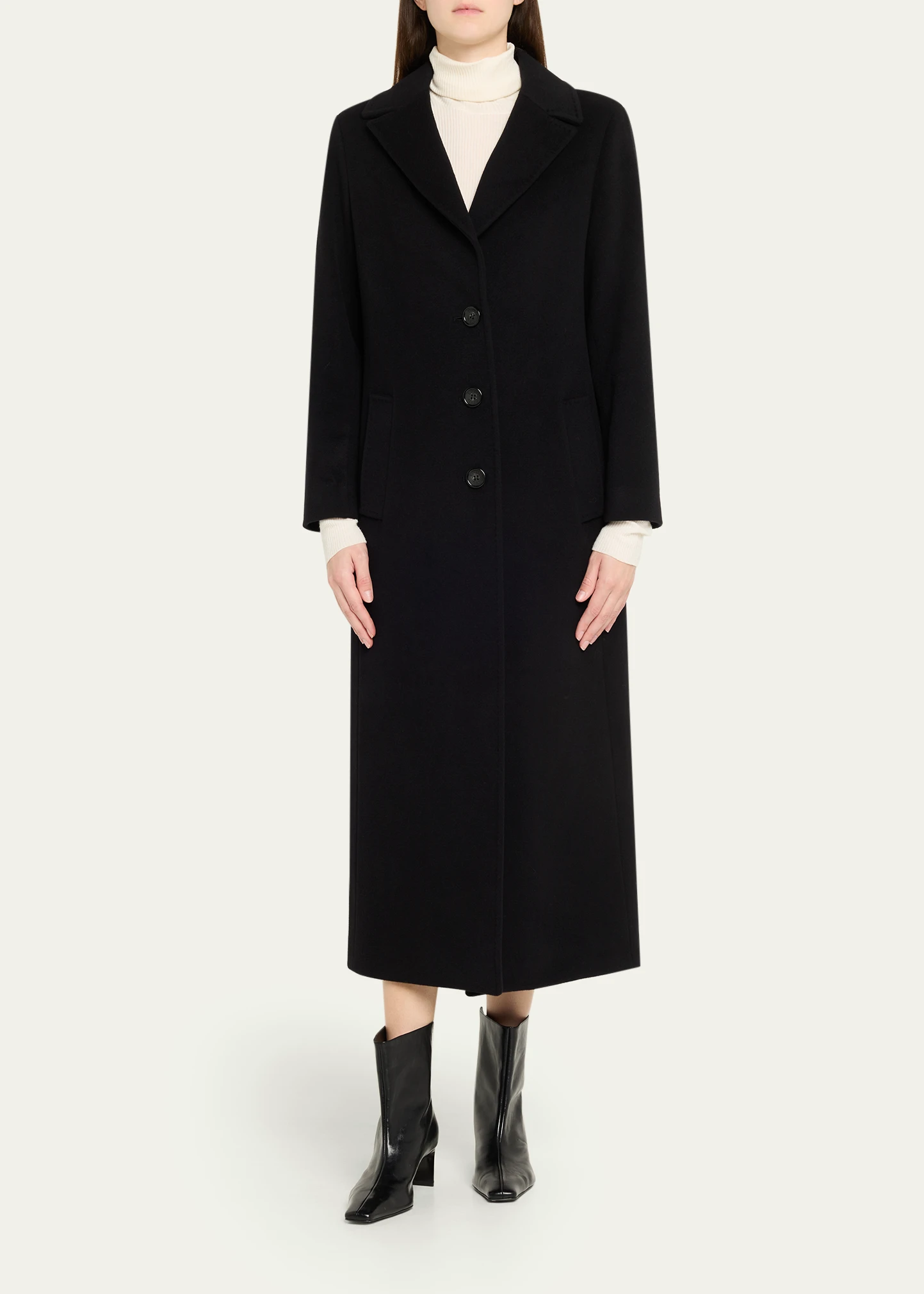 Long 3-Button Notch Collar Coat