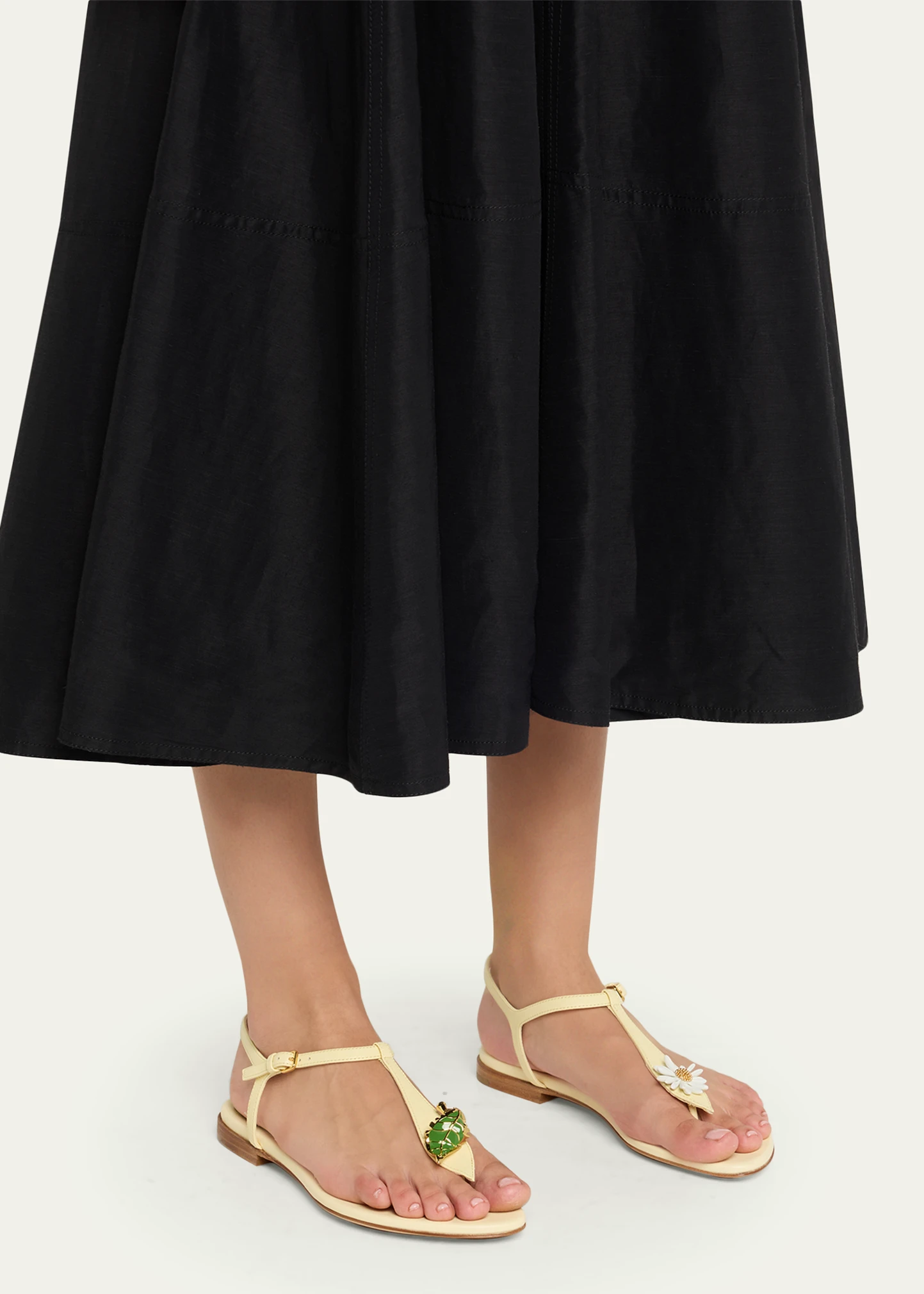 Rana Leaf Strap Leather Thong Sandals