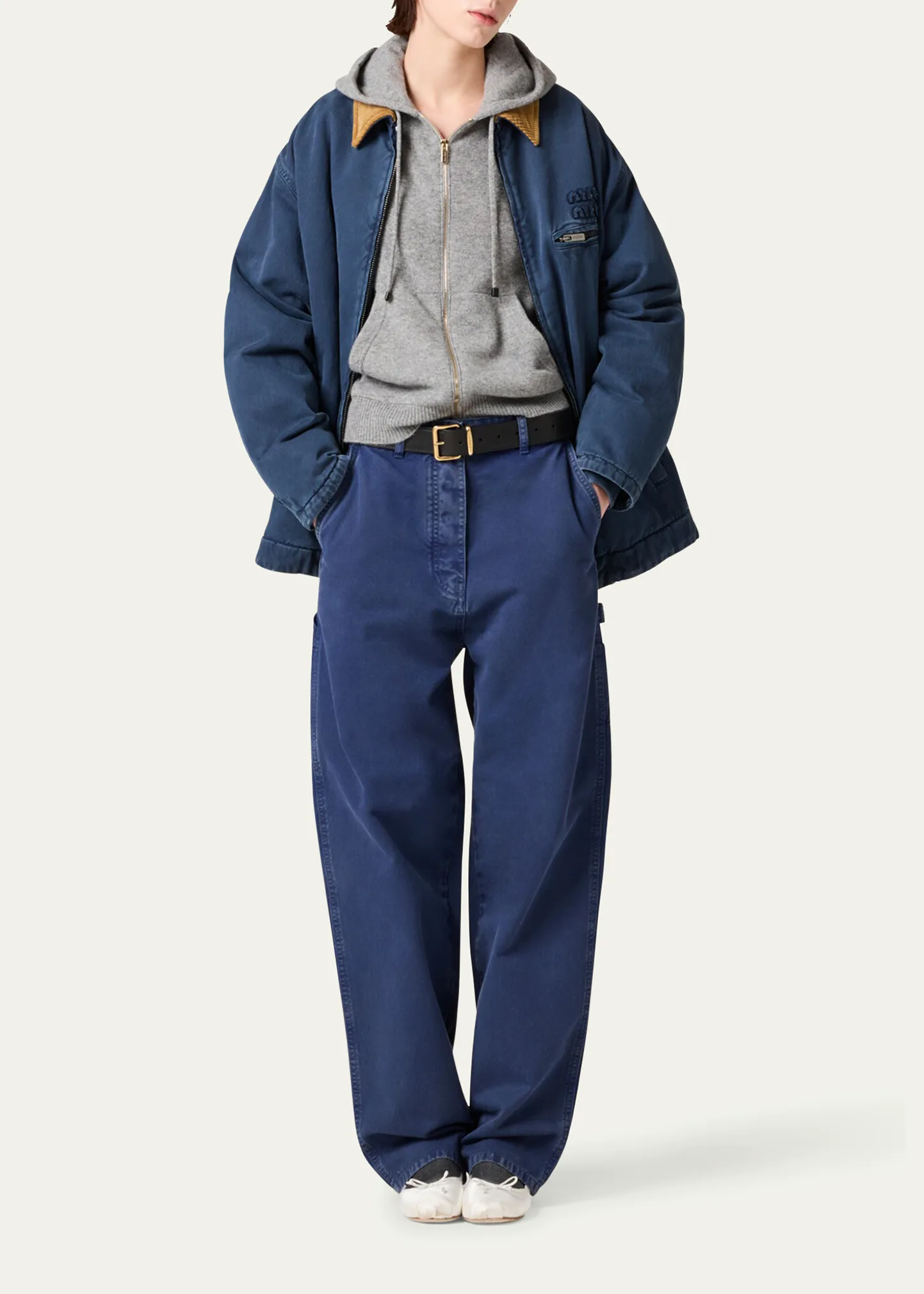 Mid-Rise Fitted Cotton Pants
