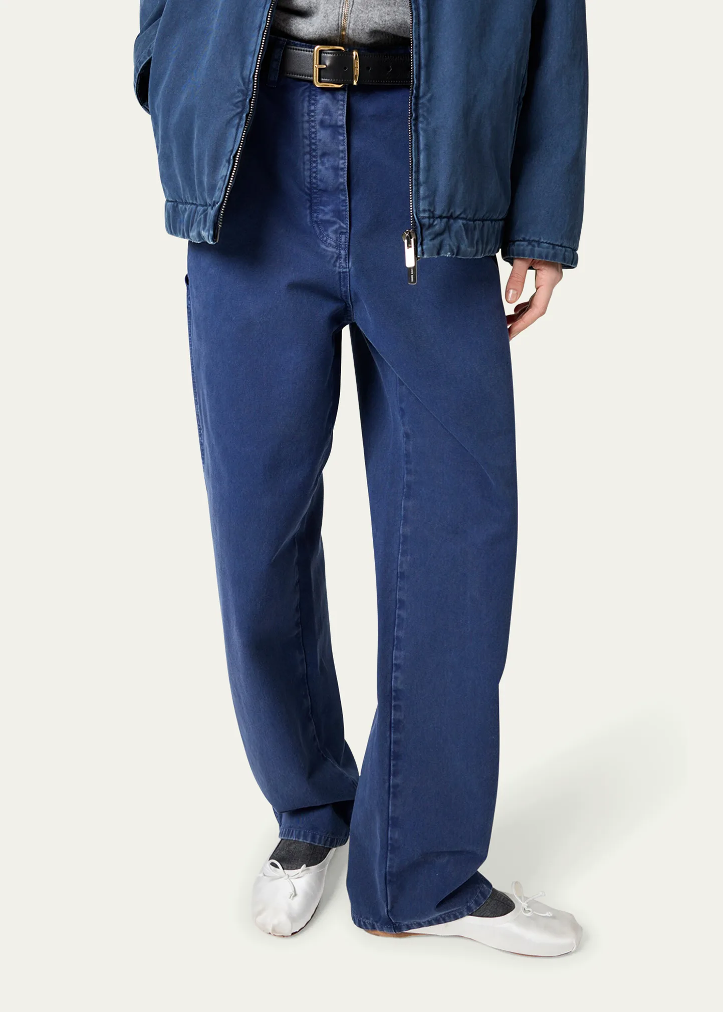 Mid-Rise Fitted Cotton Pants