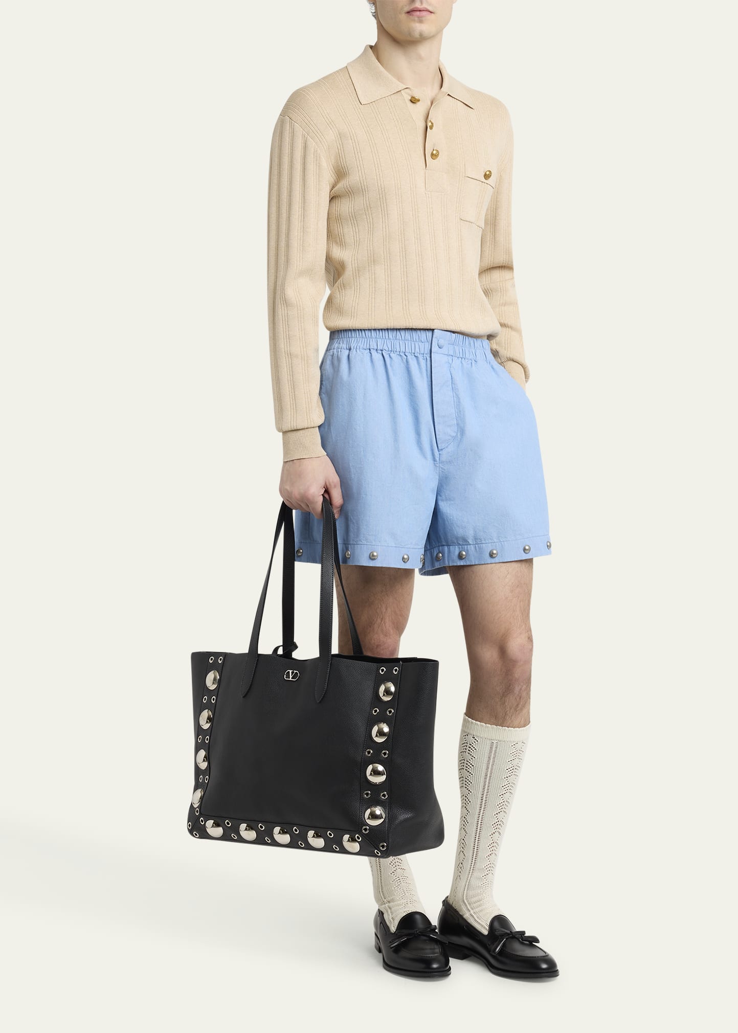 Men's Nellcote Large Studded Leather Tote Bag 13 Men's Nellcote Large Studded Leather Tote Bag