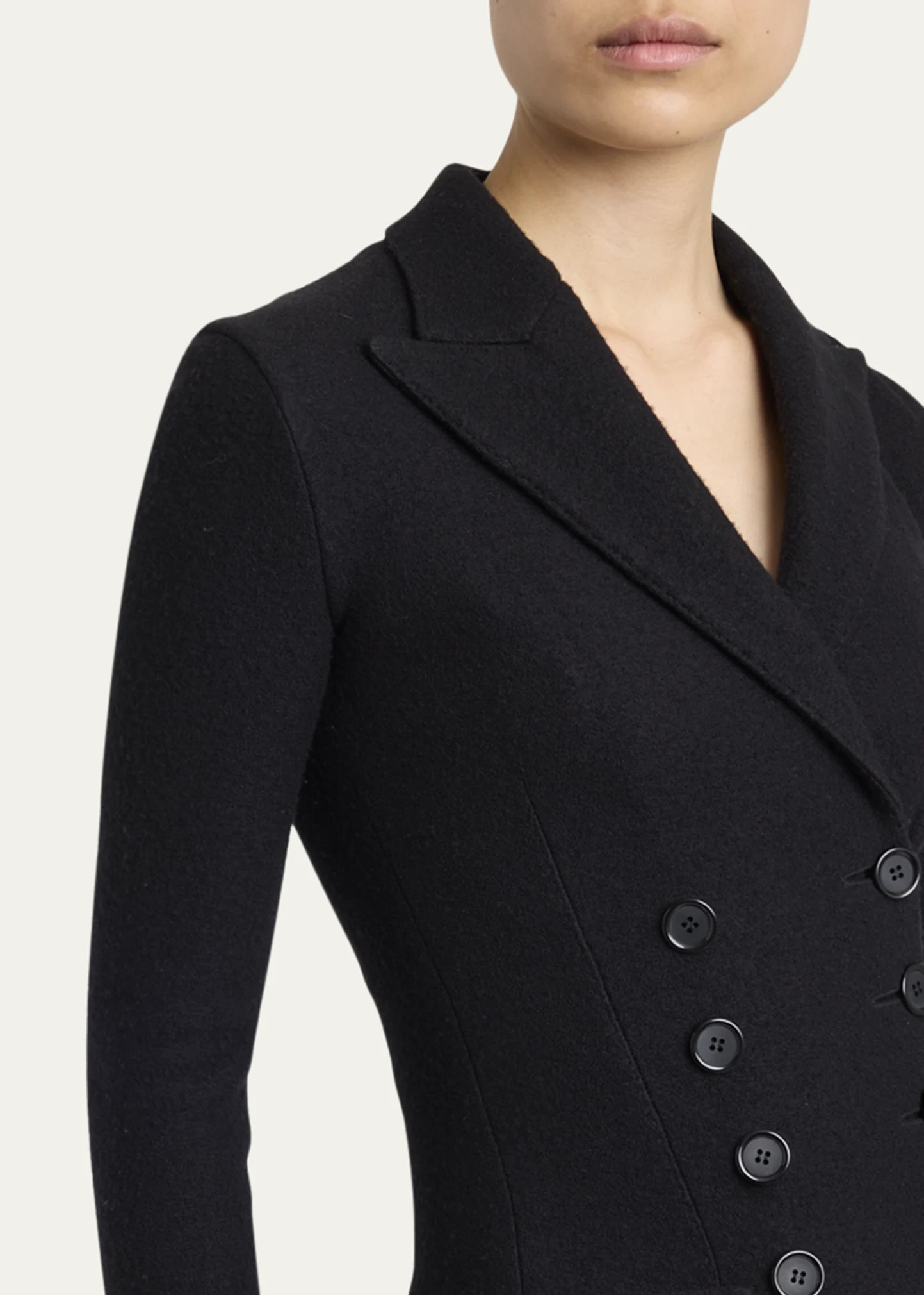 Fitted Double-Breasted Wool Blazer