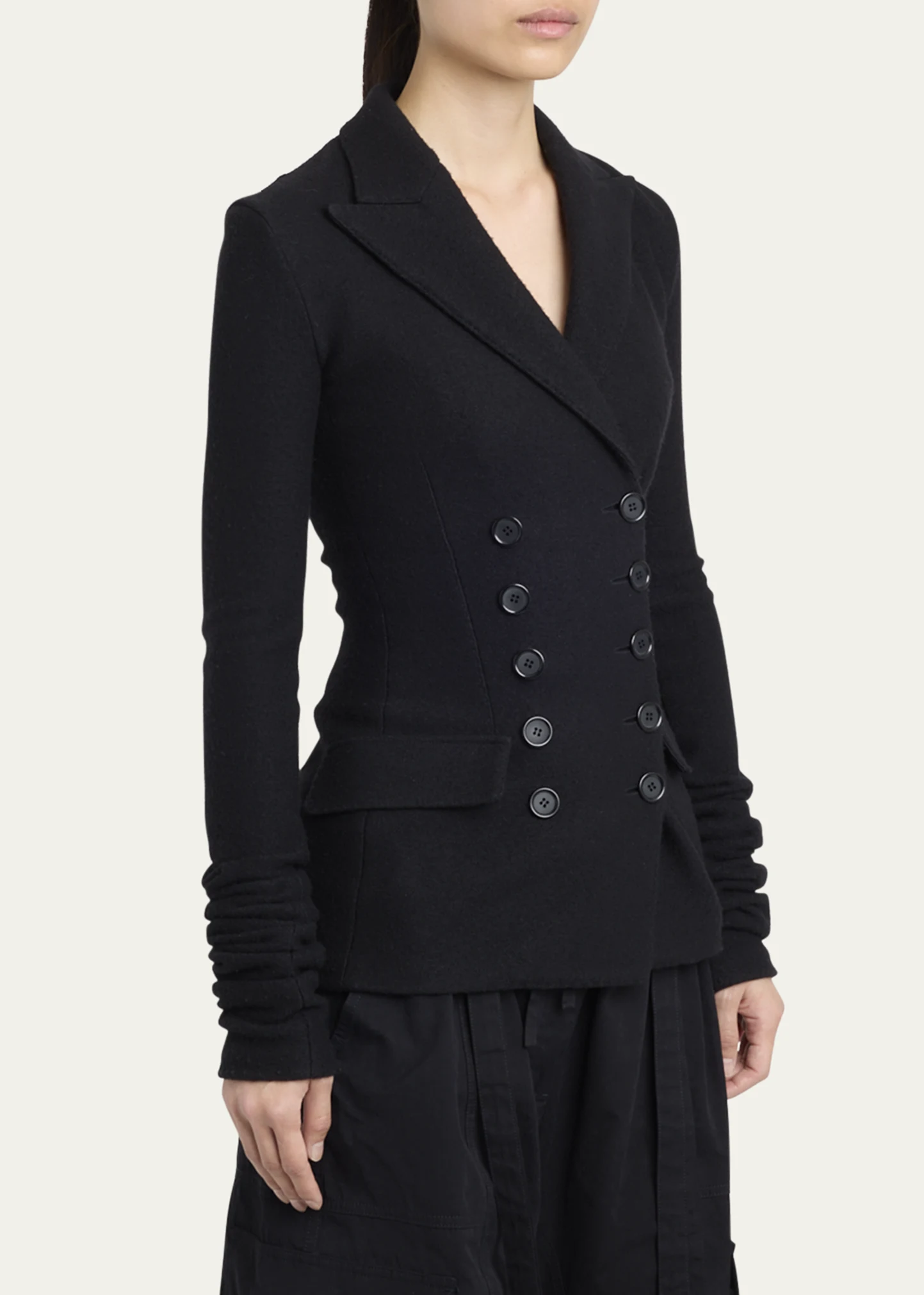 Fitted Double-Breasted Wool Blazer