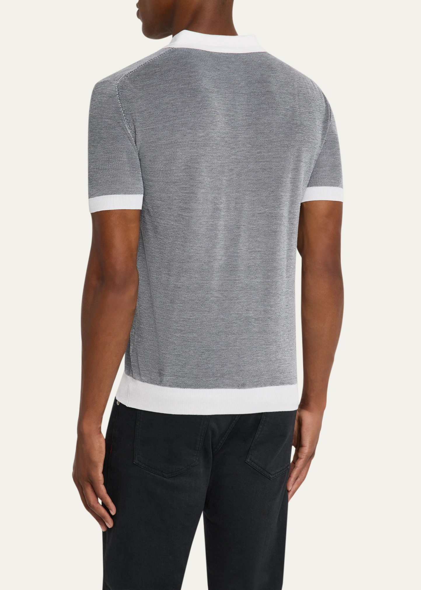 Men's Birdseye Silk and Cotton Polo Shirt
