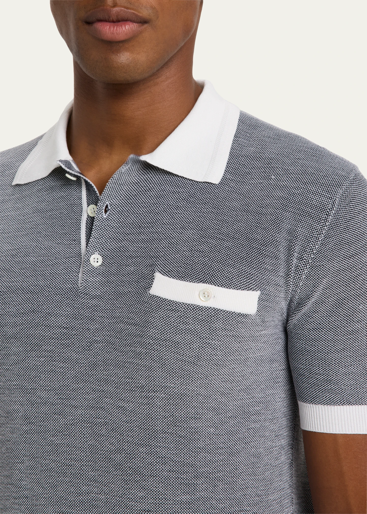 Men's Birdseye Silk and Cotton Polo Shirt