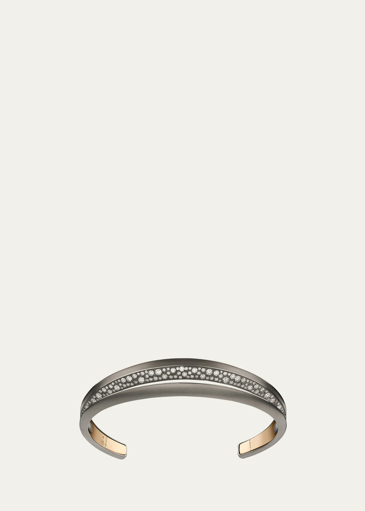 Palmetta Titanium and 18K Rose Gold Diamond Cuff Bracelet