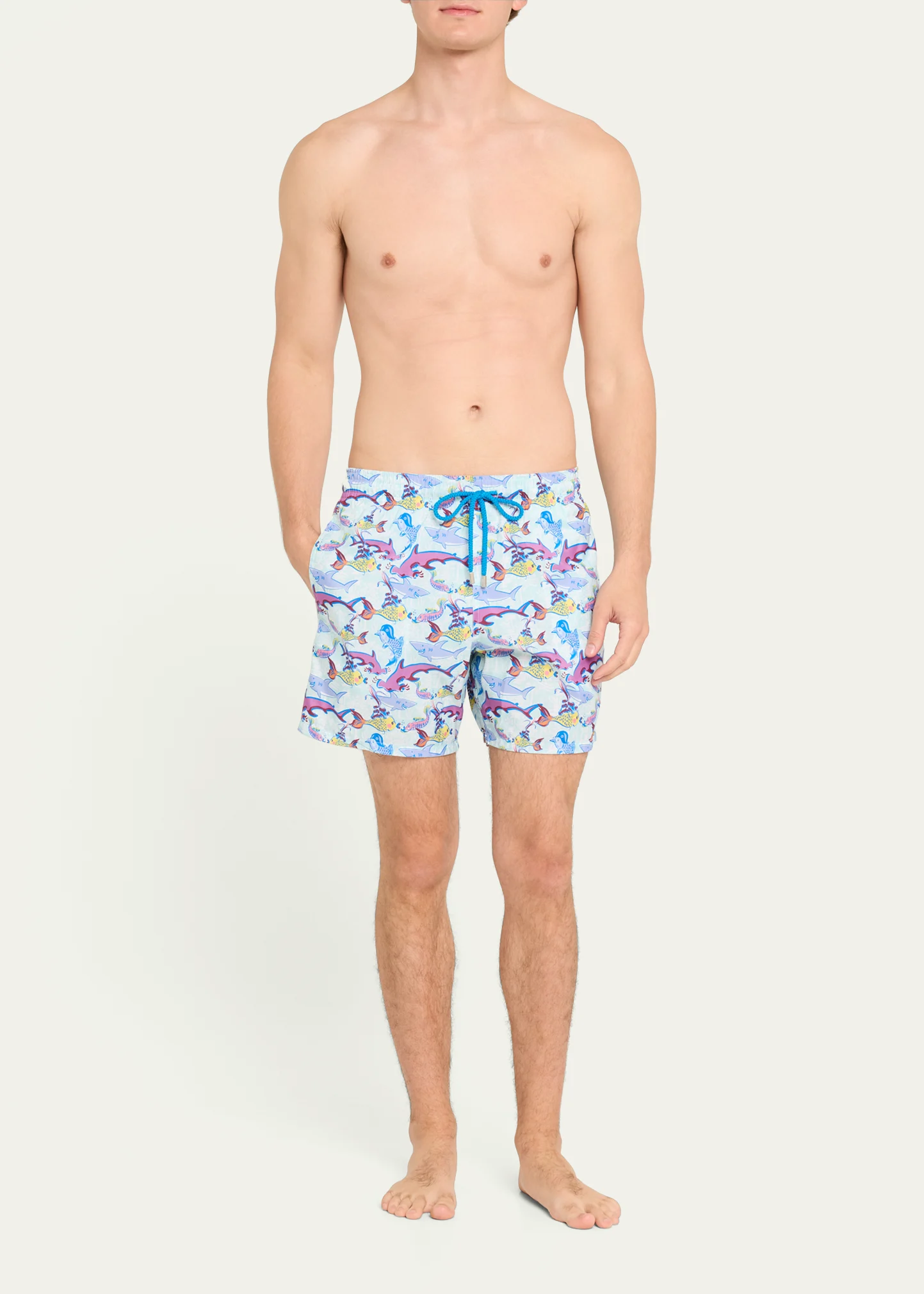 Men's Allover Fish-Print Swim Shorts