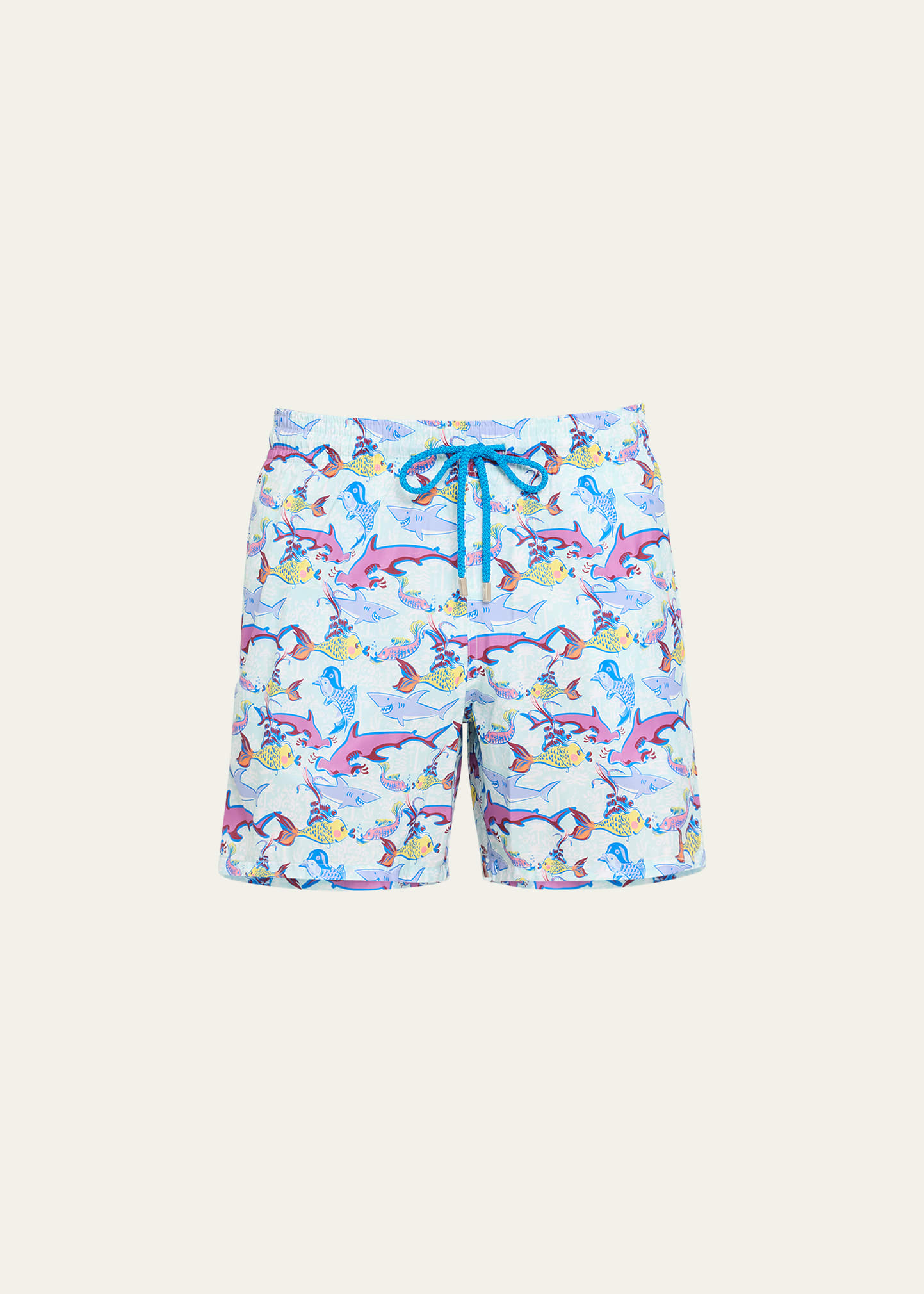 Men's Allover Fish-Print Swim Shorts