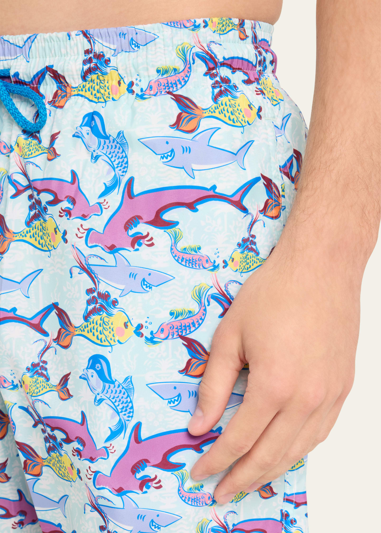 Men's Allover Fish-Print Swim Shorts