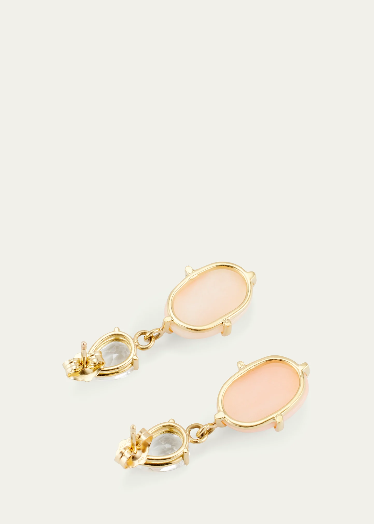 Vintage Pink Angel Skin Coral and White Topaz Drop Earrings