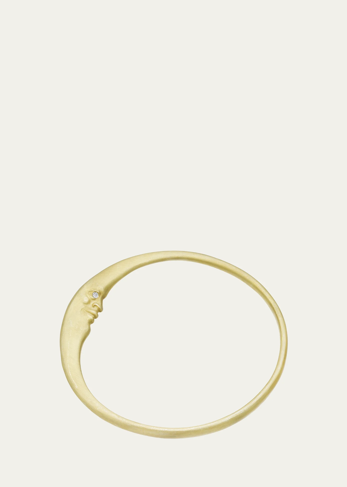 Crescent Moon Face Bangle in 18k Gold and Diamonds 1 Crescent Moon Face Bangle in 18k Gold and Diamonds