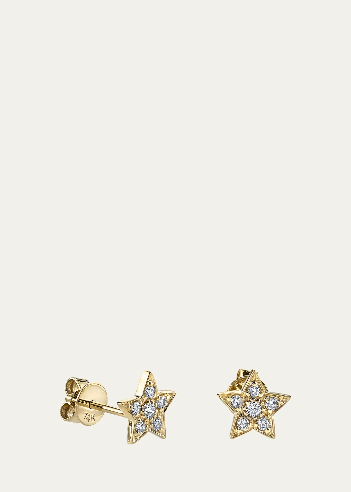 14K Yellow Gold Pavé Diamond Star Stud Earrings