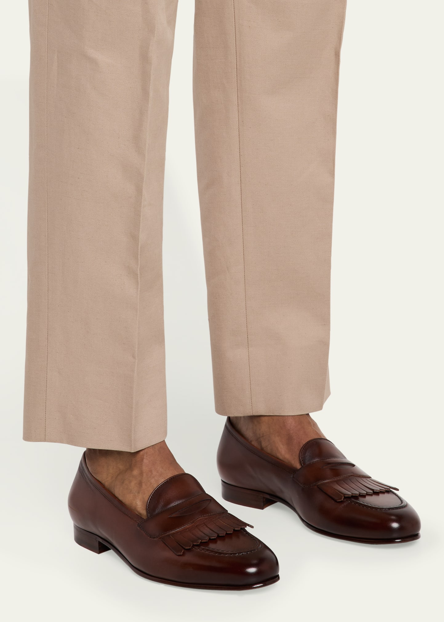 Men's Burnished Leather Tassel Loafers